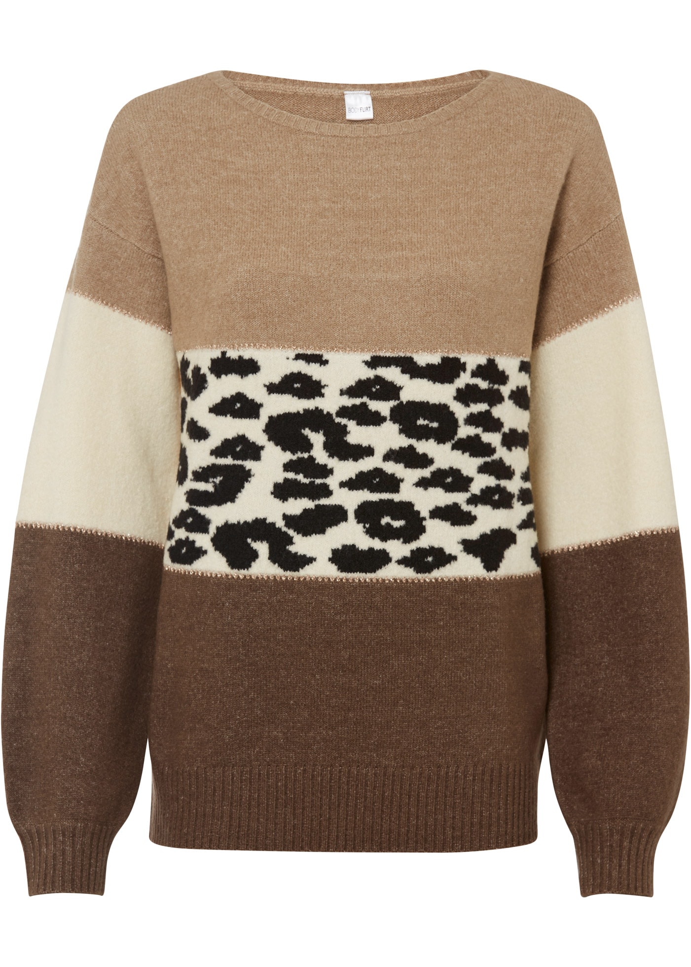 bonprix Strickpullover »Oversize-Pullover« Oversize-Fit, gemustert, Glitzergarn Details, Rundhals