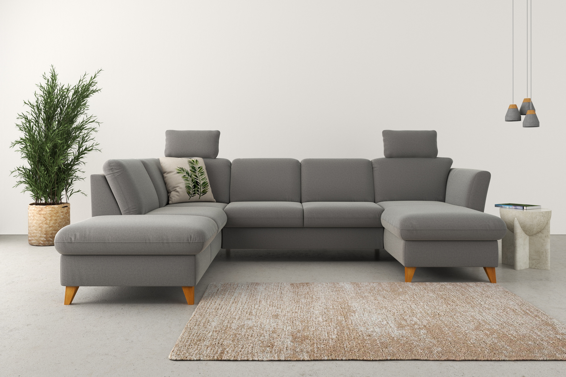 Home affaire Wohnlandschaft »Trelleborg U-Form« Federkern-Polsterung, wahlweise mit Bettfunktion und Stauraum