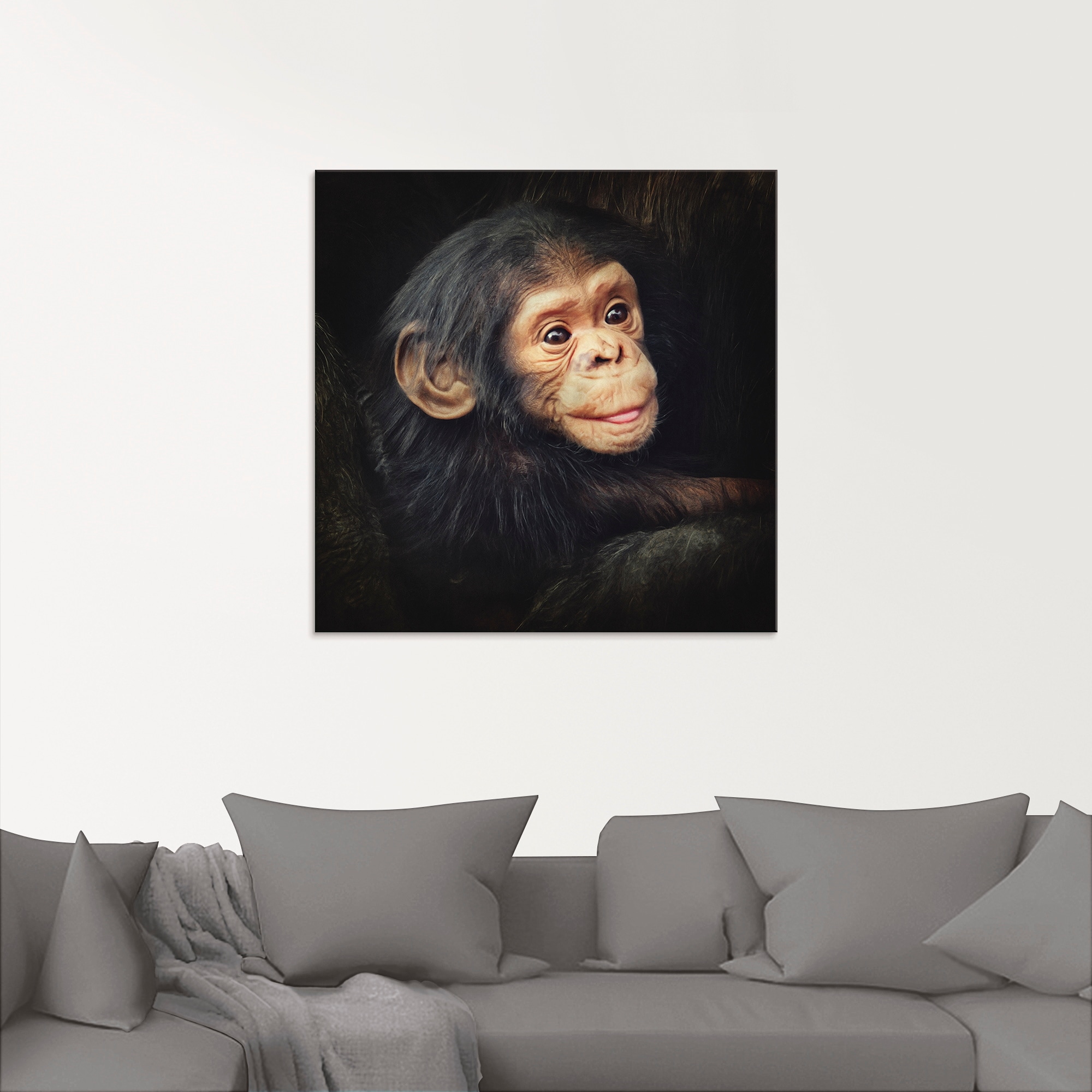 Artland Glasbild »Kleiner Schimpanse«, Wildtiere, (1 St.), in verschiedenen Größen