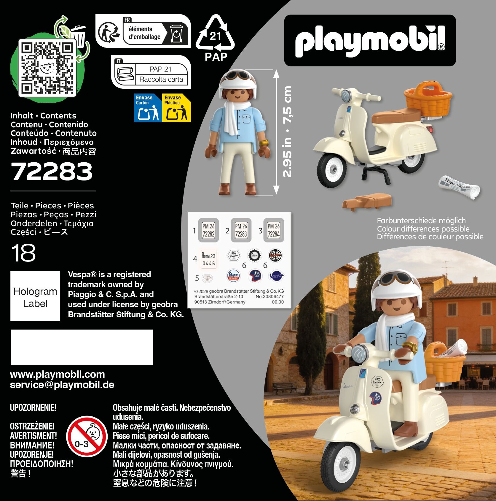 Playmobil® Konstruktions-Spielset »80 Jahre Vespa: Classic Style (72283), Vespa« Made in Europe