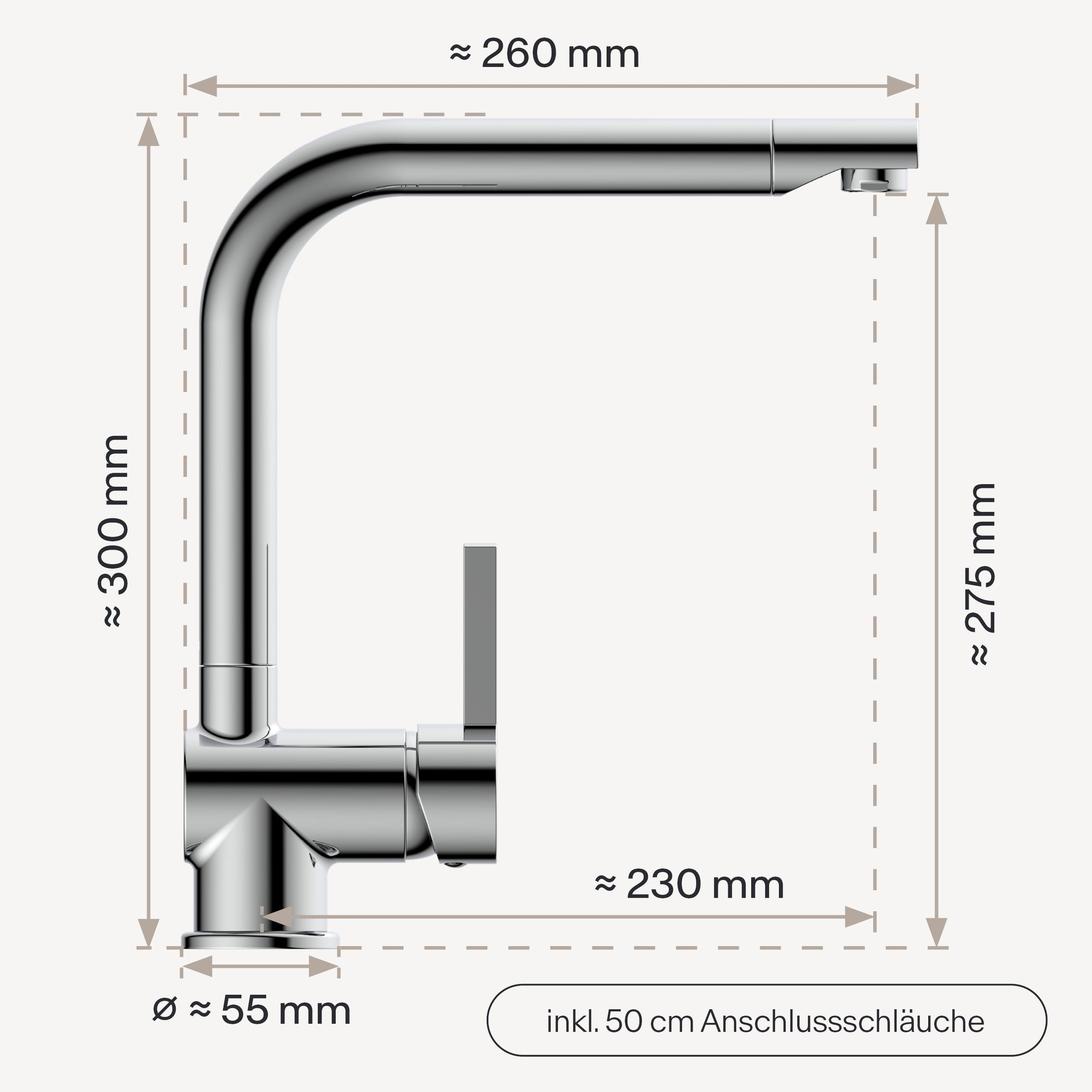 WASSERWERK Spültischarmatur »WK 4, Wasserhahn, Küche, Einhebelmischer«