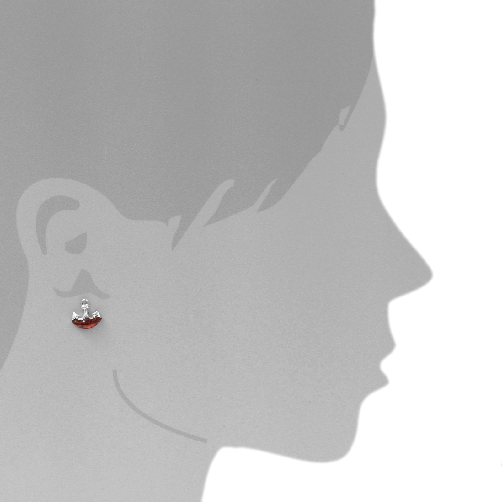 OSTSEE-SCHMUCK Paar Ohrstecker »- Anker - Silber 925/000 - Bernstein«