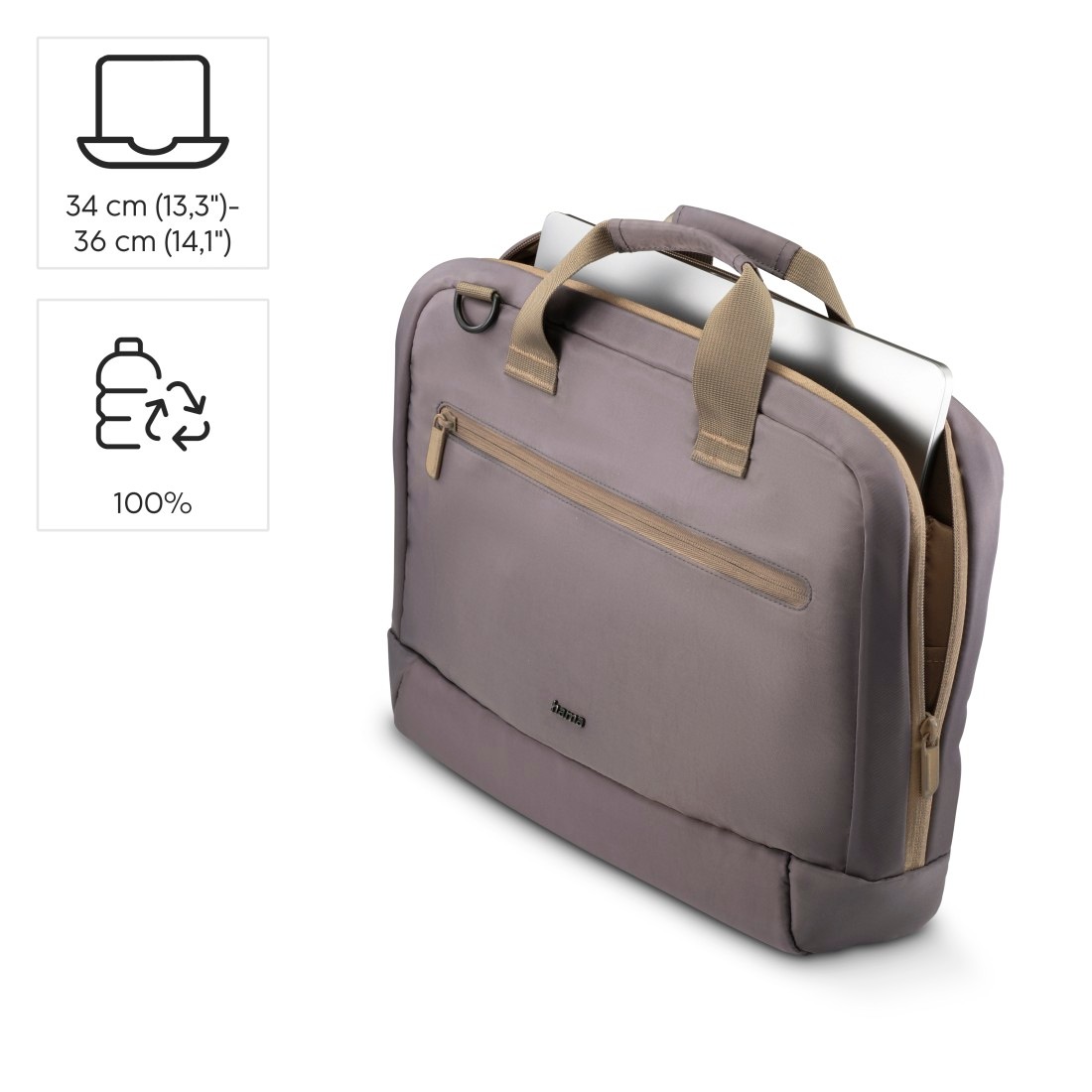 Hama Laptoptasche »Laptoptasche 13,3“ – 14,1“ (leicht, gepolstert, wasserfest, 2 Fächer)«, Nachhaltig, recycled