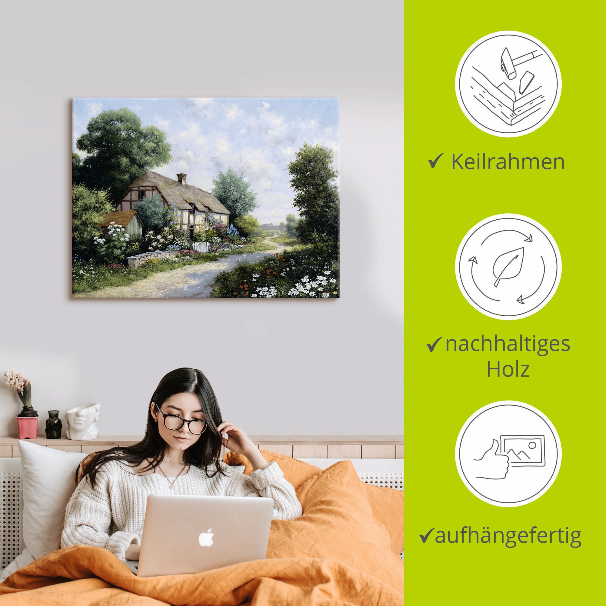 Artland Leinwandbild »Das Landhaus« Gebäude 1 Stk. tlg. auf Holzrahmen gespannt