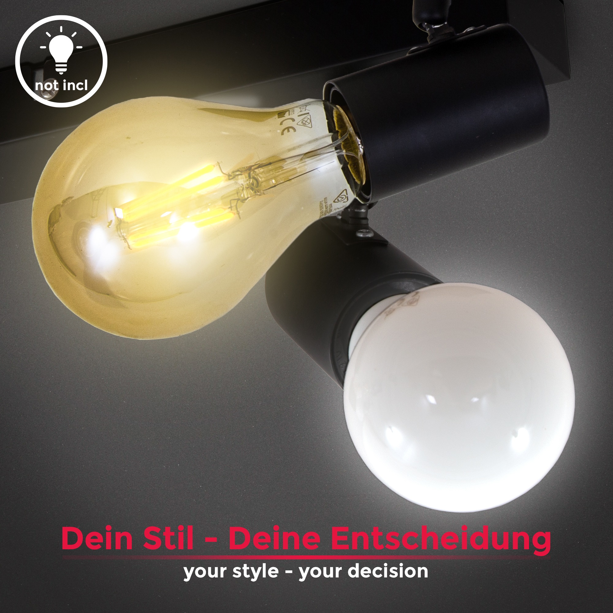 B.K.Licht Deckenspots, 3 flammig, Leuchtmittel E27 | ohne Leuchtmittel, schwenkbare vintage Deckenleuchte, 3-flammig, retro, Landhausstil