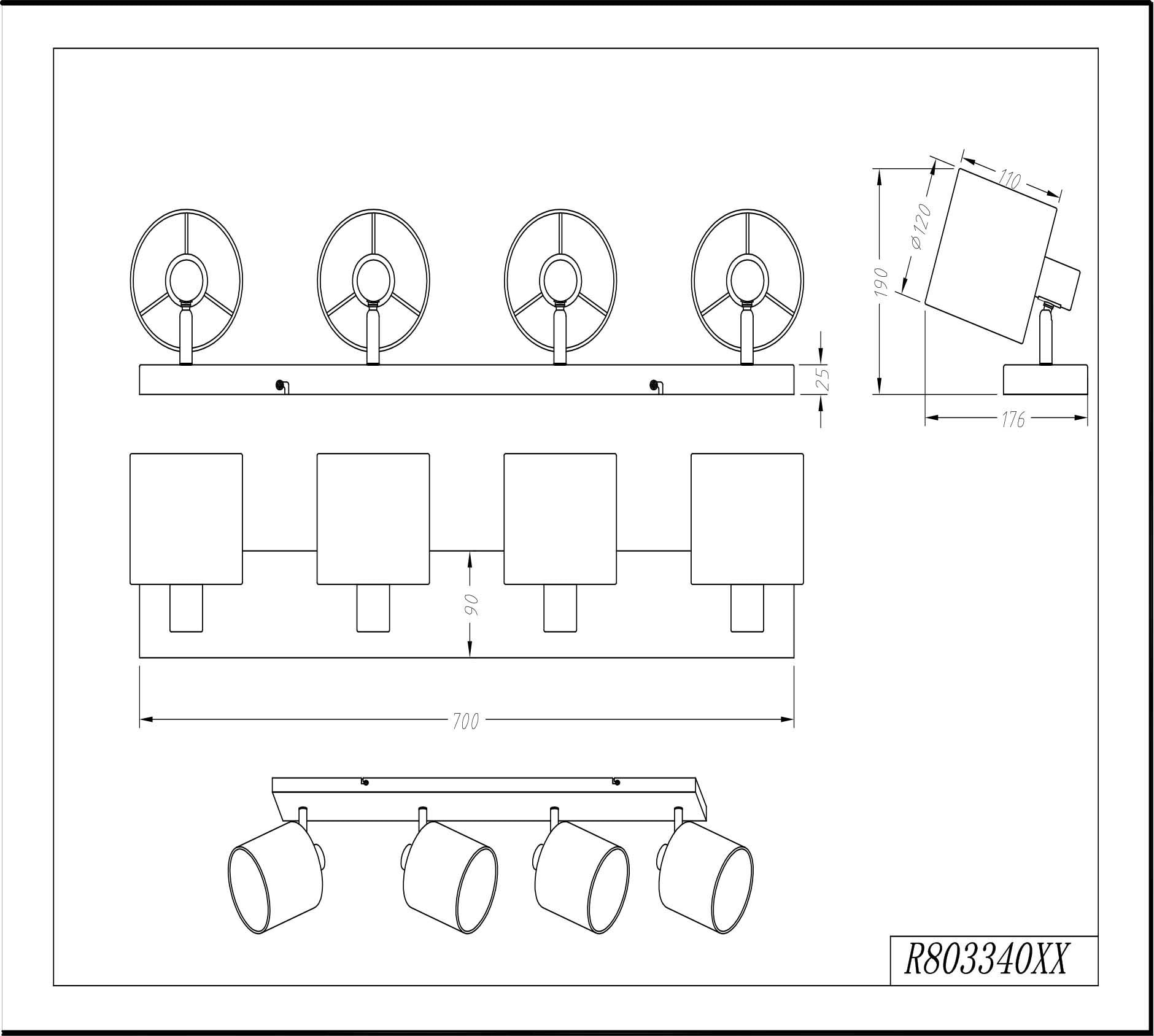 REALITY Leuchten Deckenstrahler »Tommy«, 4 flammig, Leuchtmittel E14 | ohne Leuchtmittel, 4-flammig (E14) in weiß-Nickel matt Optik, Spots einzeln schwenkbar