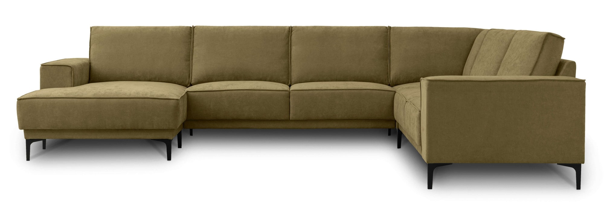 Places of Style Wohnlandschaft »XXL Sofa Oland, Struktur, Flachgewebe, Luxus-Microfaser, Boucle«, U-Form, 342 cm, Wellenunterfederung, Skandi-Design, Metallfüße