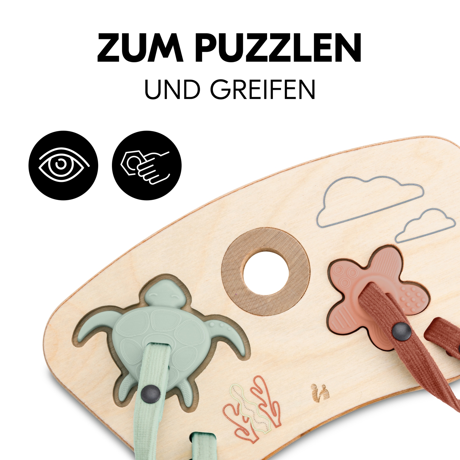 Hauck Puzzle »Play Puzzling S, Turtle & Flower«, aus Holz; für Hauck Play Tray; FSC® - schützt Wald - weltweit