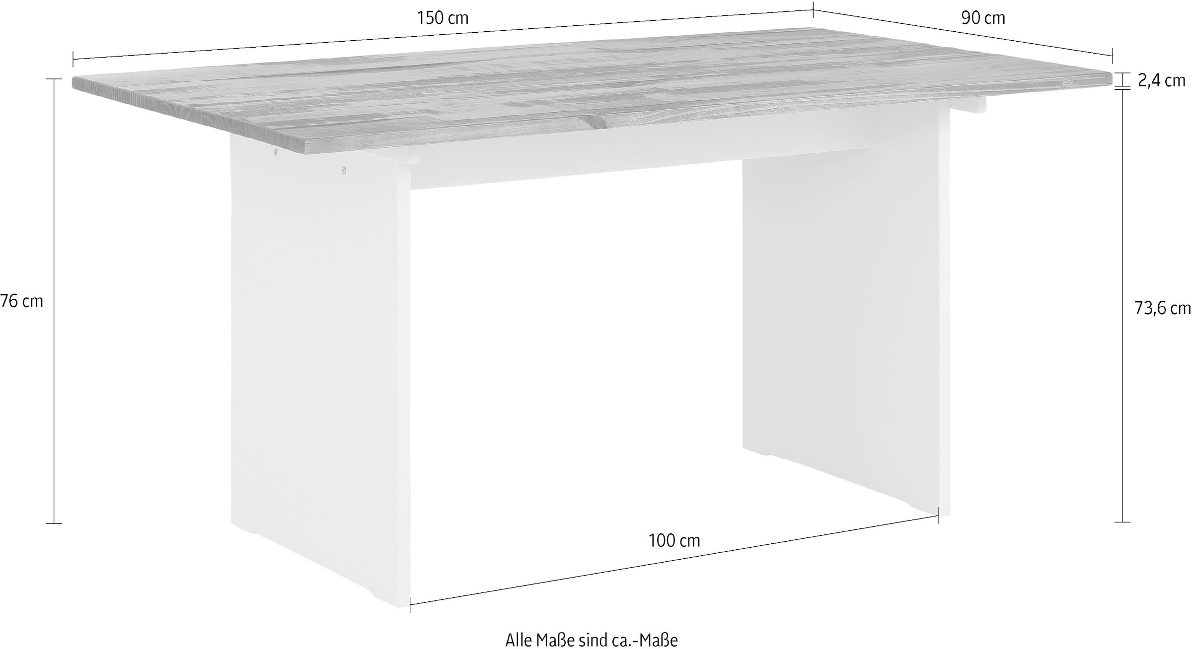 Home affaire Esstisch »Morgan« aus massivem Kiefernholz, in zwei unterschiedlichen Tischbreiten