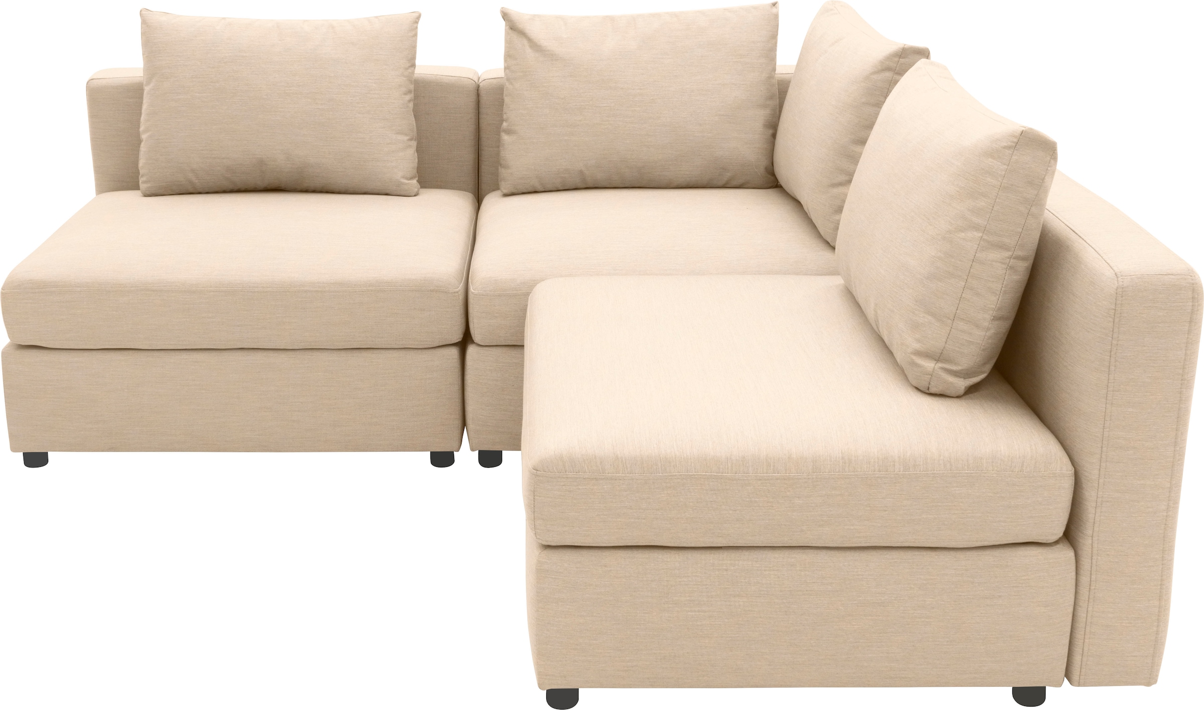 DOMO collection Ecksofa »Solskin, individuell erweiterbar/kombinierbar L-Form«, mit losen Kissen. Rücken- und Seitenteile als Stecksystem.