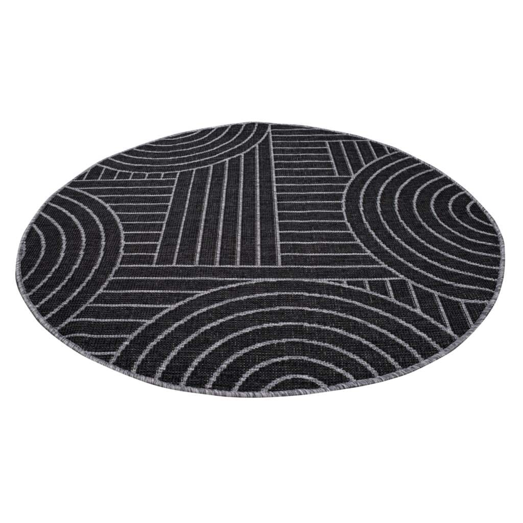 Carpet City Outdoorteppich »DUO RUG 5842«, rund, 5 mm Höhe, Wendeteppich Wetterfest In- & Outdoor, Balkon, Terrasse, Wohnzimmer