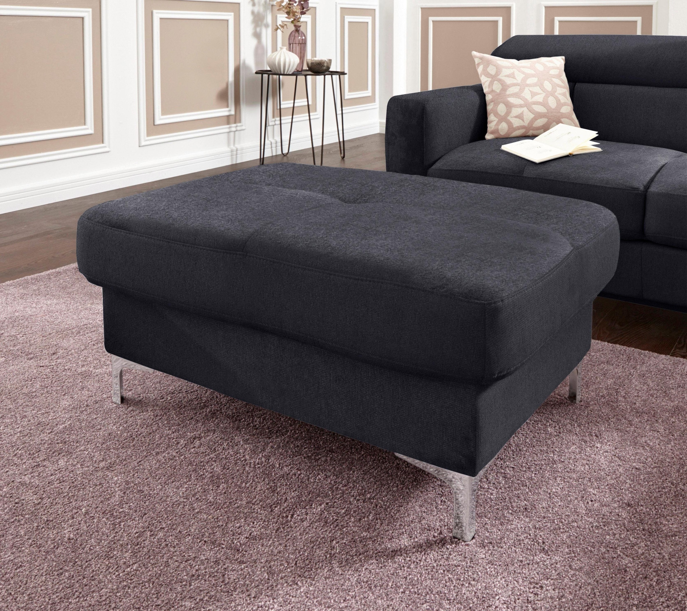 COTTA Polstergarnitur »Sammy L-Form«, (Set), Set bestehend aus: Ecksofa mit Kopfteilverstellung & Hocker