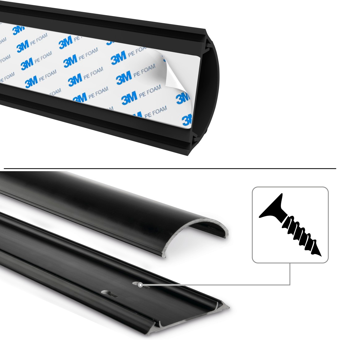 Hama Kabelkanal »Kabelkanal, selbstklebend, halbrund, 100 x 7 x 2,1 cm, PVC,« langwierig, robust, universell, plastikfrei