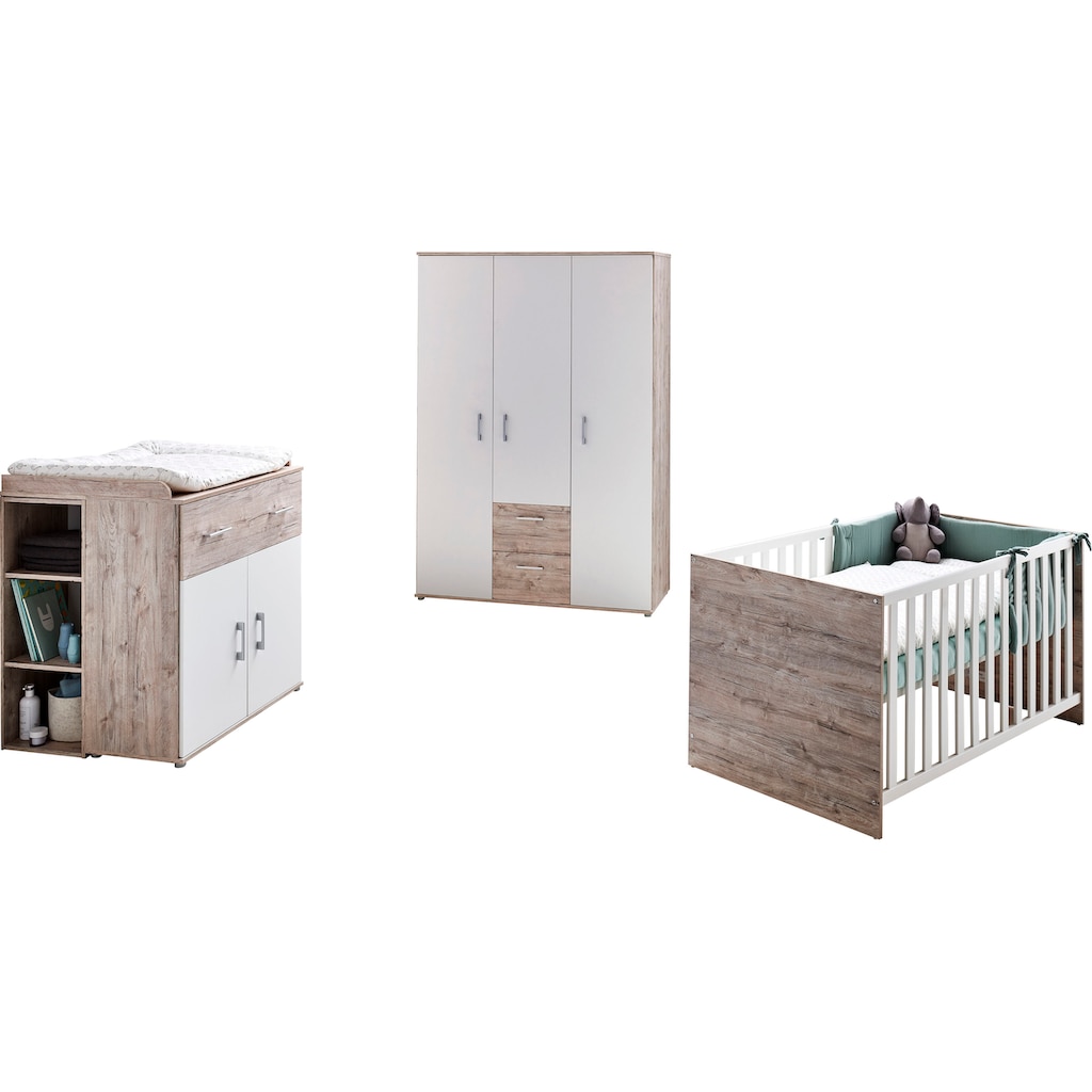 Lüttenhütt Babyzimmer-Komplettset »Rieke«, (Set, 4 St., Kinderbett, Regal, Schrank, Wickelkommode), Made in Germany; mit Kinderbett, Regal, Schrank und Wickelkommode