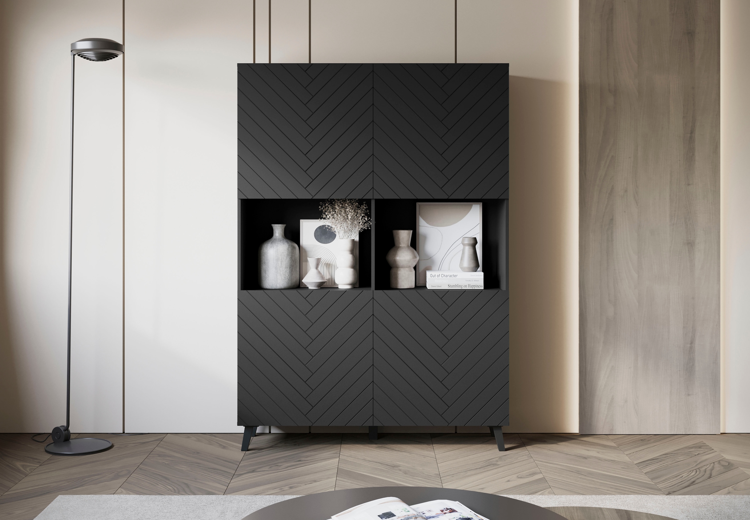 INOSIGN Highboard »PHUKET«, (1 St.), Moderne Hochkommode ohne Griffe mit 10 Fächern, Breite 120 cm