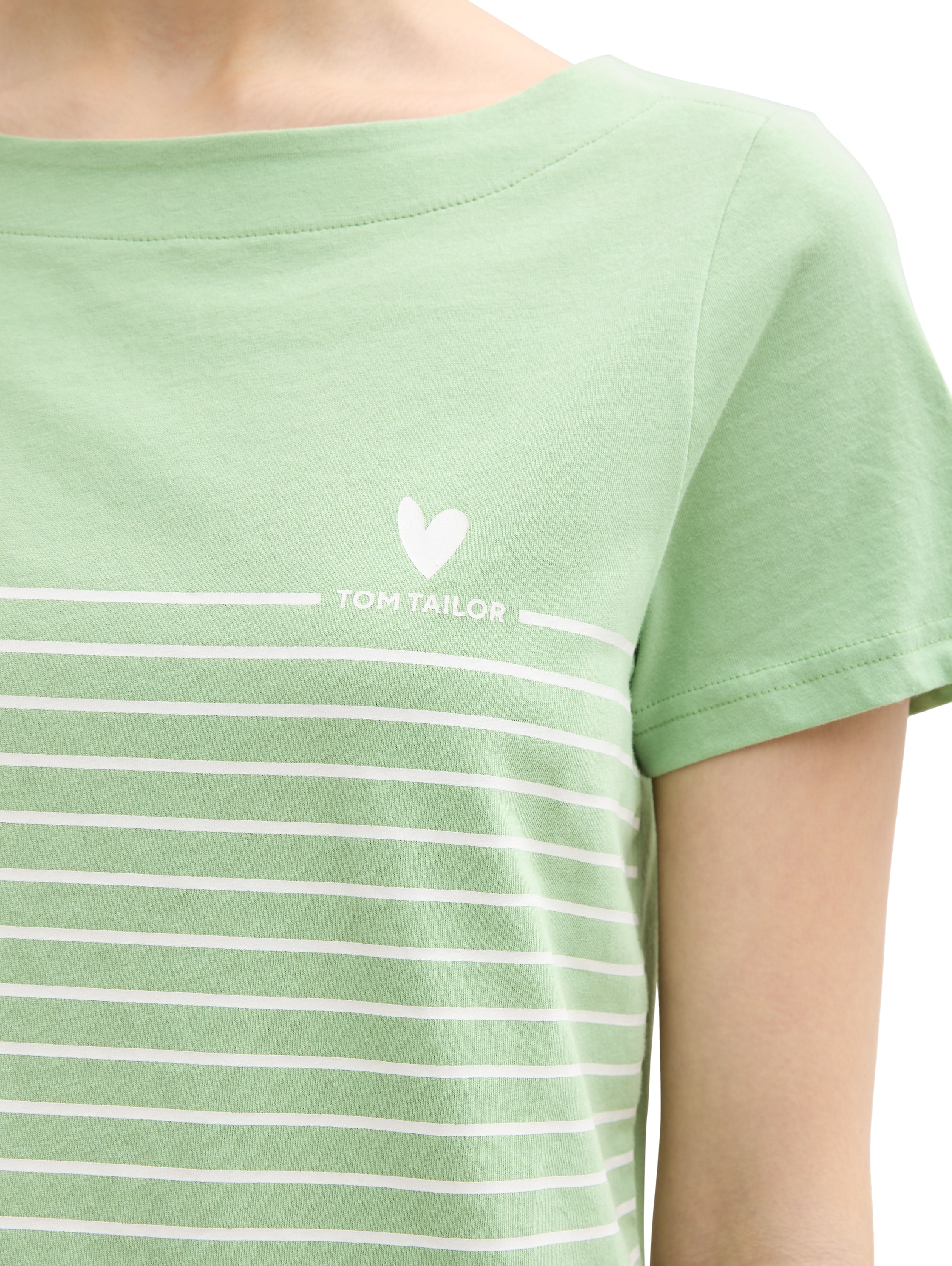 TOM TAILOR T-Shirt, mit Print und Streifen Muster