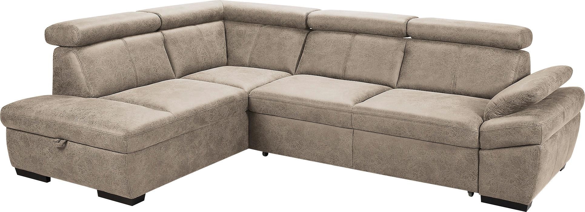 exxpo - sofa fashion Ecksofa »Salerno, klassisch modernes Funktionssofa, hoher Sitzkomfort, L-Form«, inkl. Kopf- und Armteilverstellung, wahlweise mit Bettfunktion