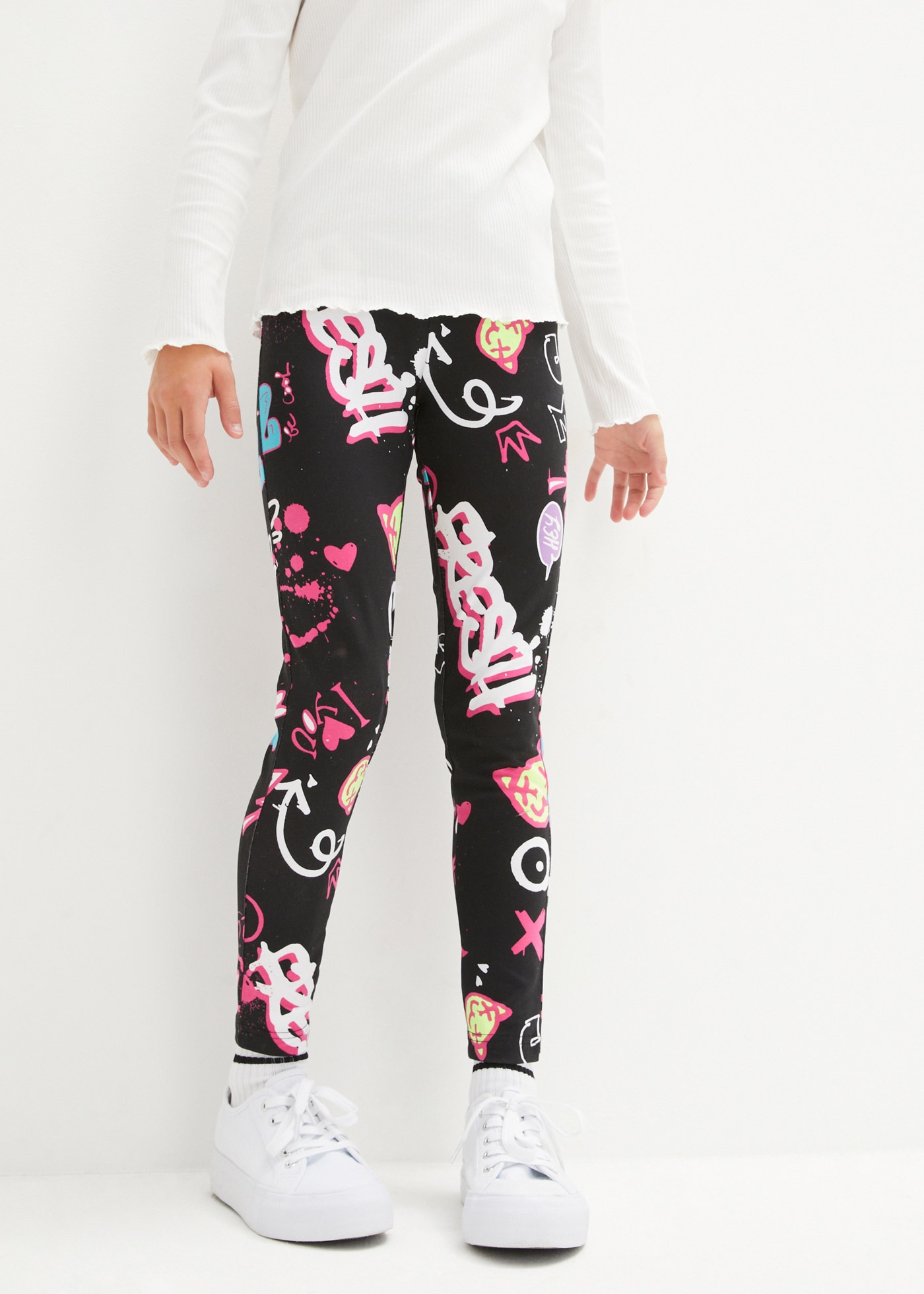 bonprix Leggings  aus Baumwolle und Elasthan, bequeme Passform, mit Alloverprint