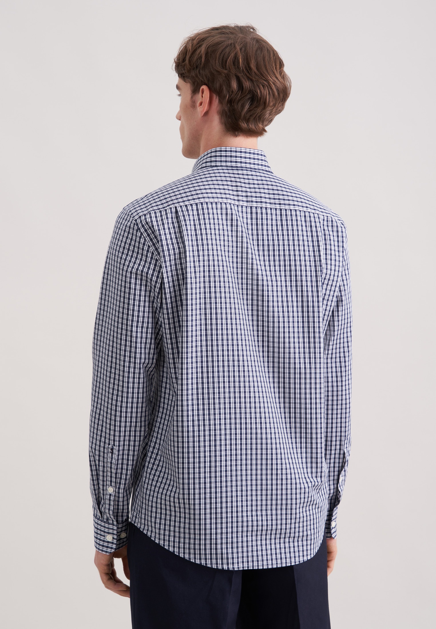 seidensticker Businesshemd Regular 1/1 Button-Down-Kragen Karo