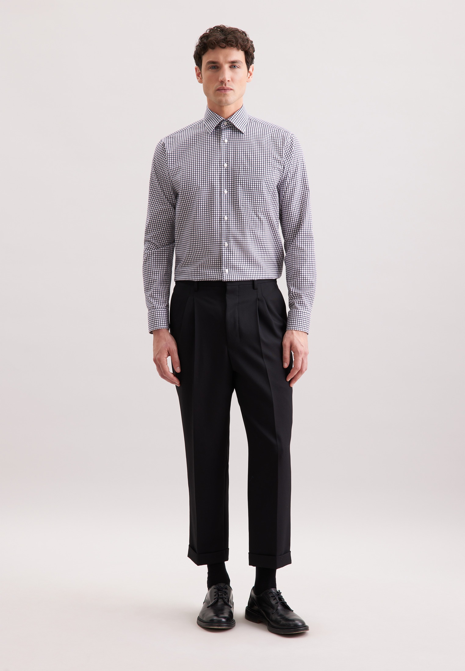 seidensticker Businesshemd »Schwarze Rose«, Regular 1/1 Covered-Button-Down-Kragen Karo