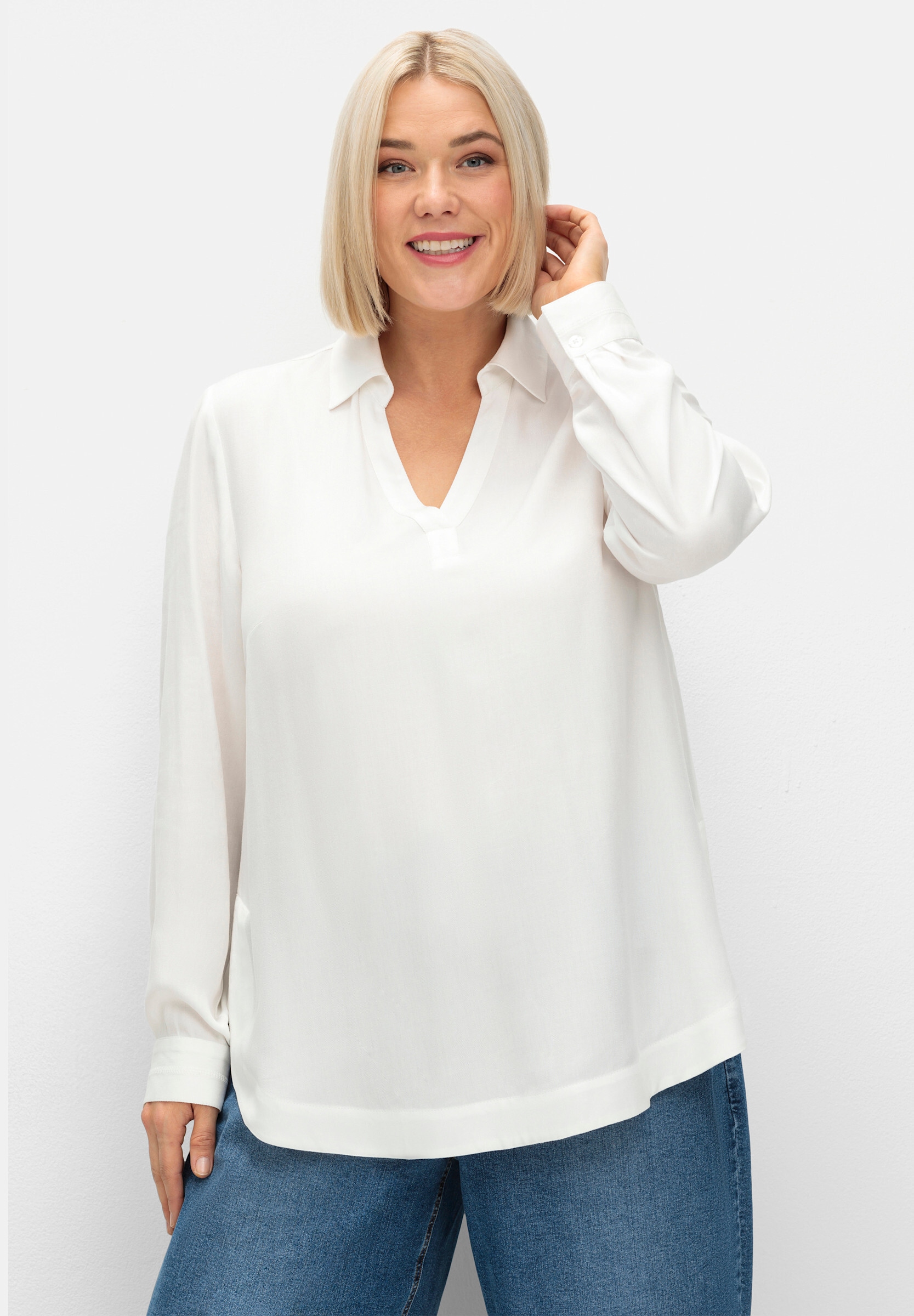 Sheego Longbluse »Tunika Tunika mit Hemdkragen und V-Ausschnitt«