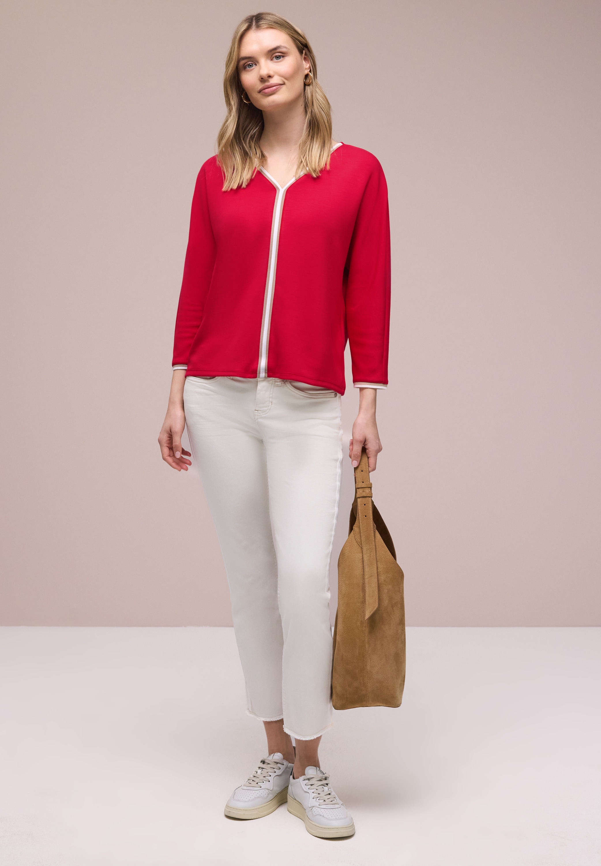 STREET ONE Langarmshirt mit Kontrast-Details