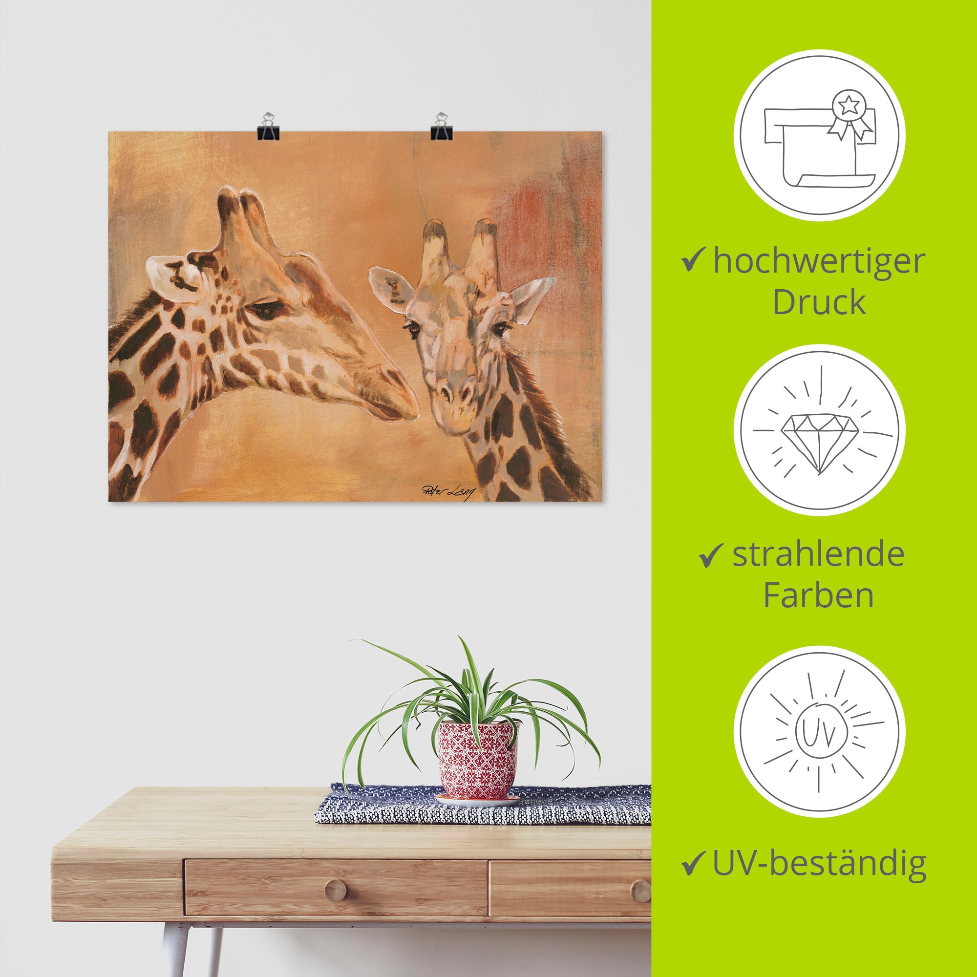 Artland Wandbild »Giraffen«, Wildtiere, (1 St.), als Alubild, Outdoorbild, Leinwandbild, Poster in verschied. Größen