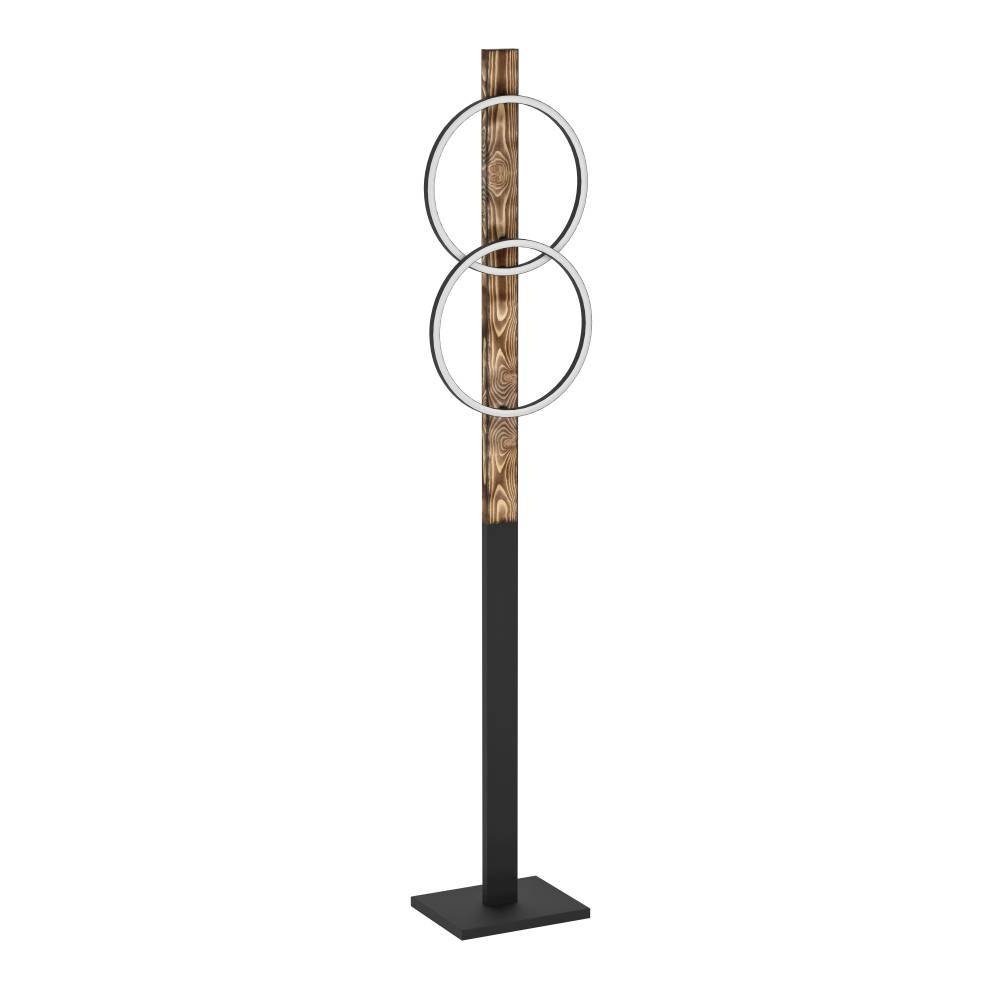 EGLO Stehlampe »BOYAL«, 2 flammig, Leuchtmittel LED-Modul | LED fest integriert, Standleuchte, geflammtes Holz, schwarzes Metall, Stehleuchte, 150cm