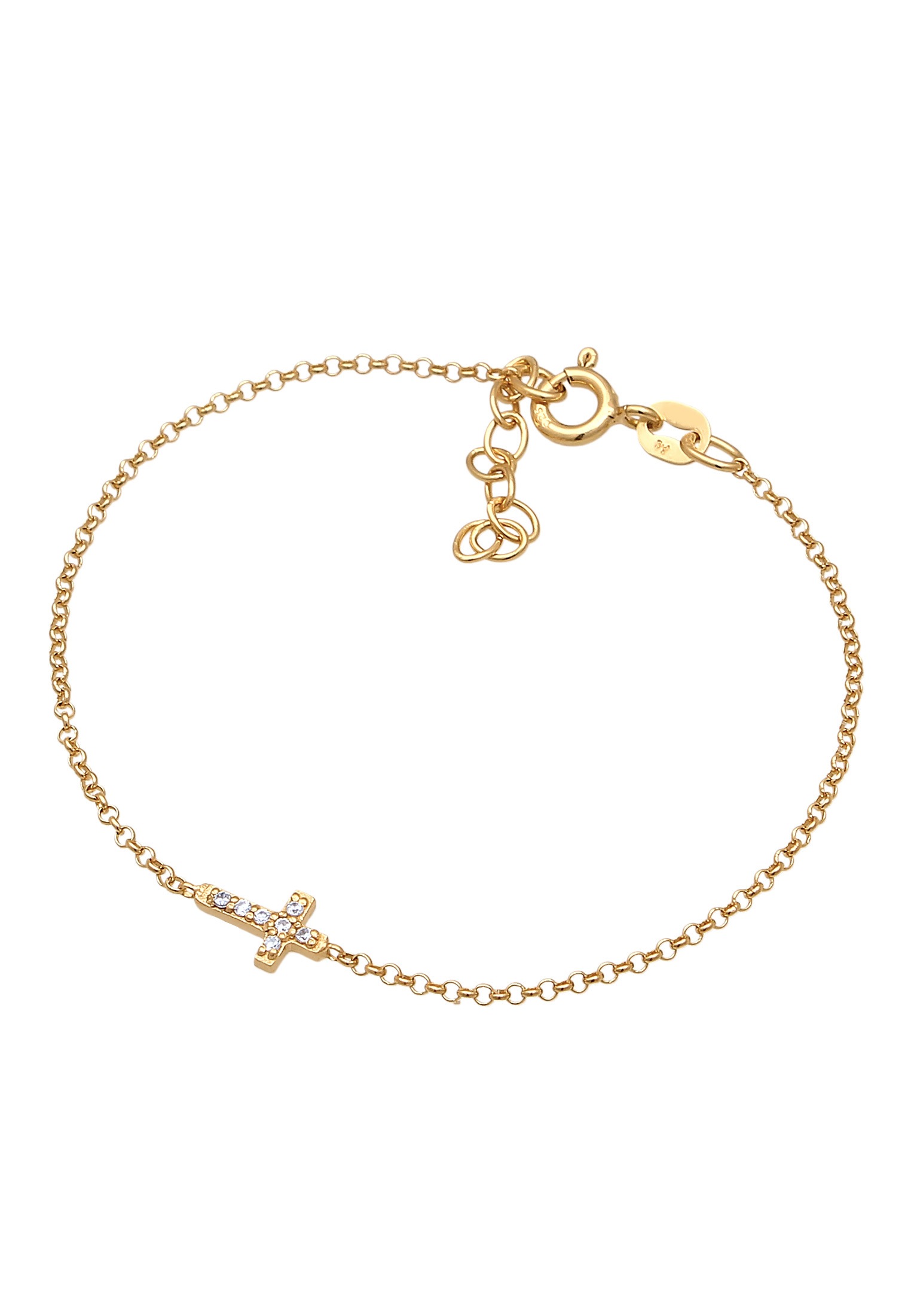 Elli Armkette »Armband Mädchen Kreuz Zirkonia Symbol 925 Silber«