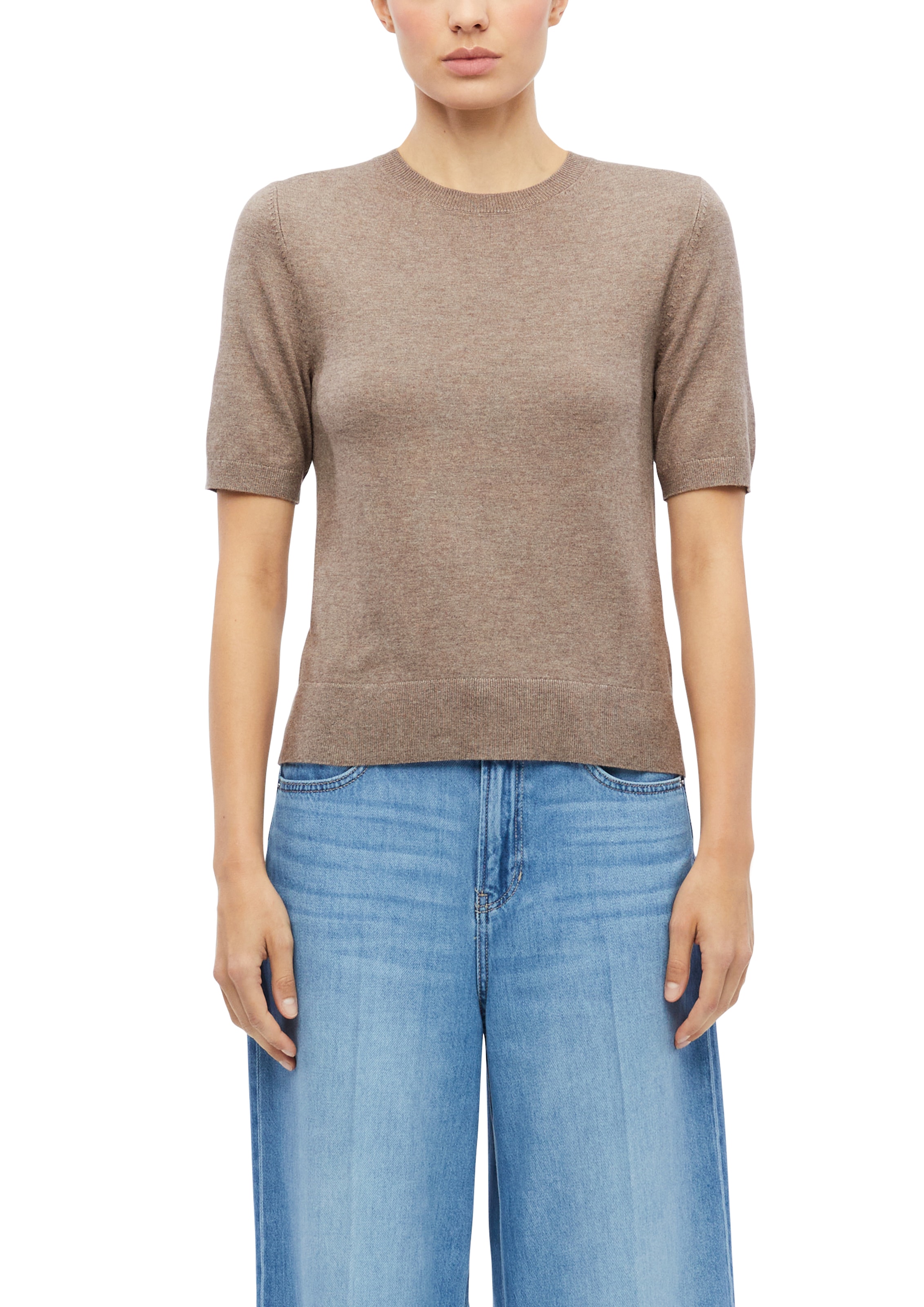 s.Oliver Rundhalspullover Halbarm Sommer-Strickpullover aus Viskose