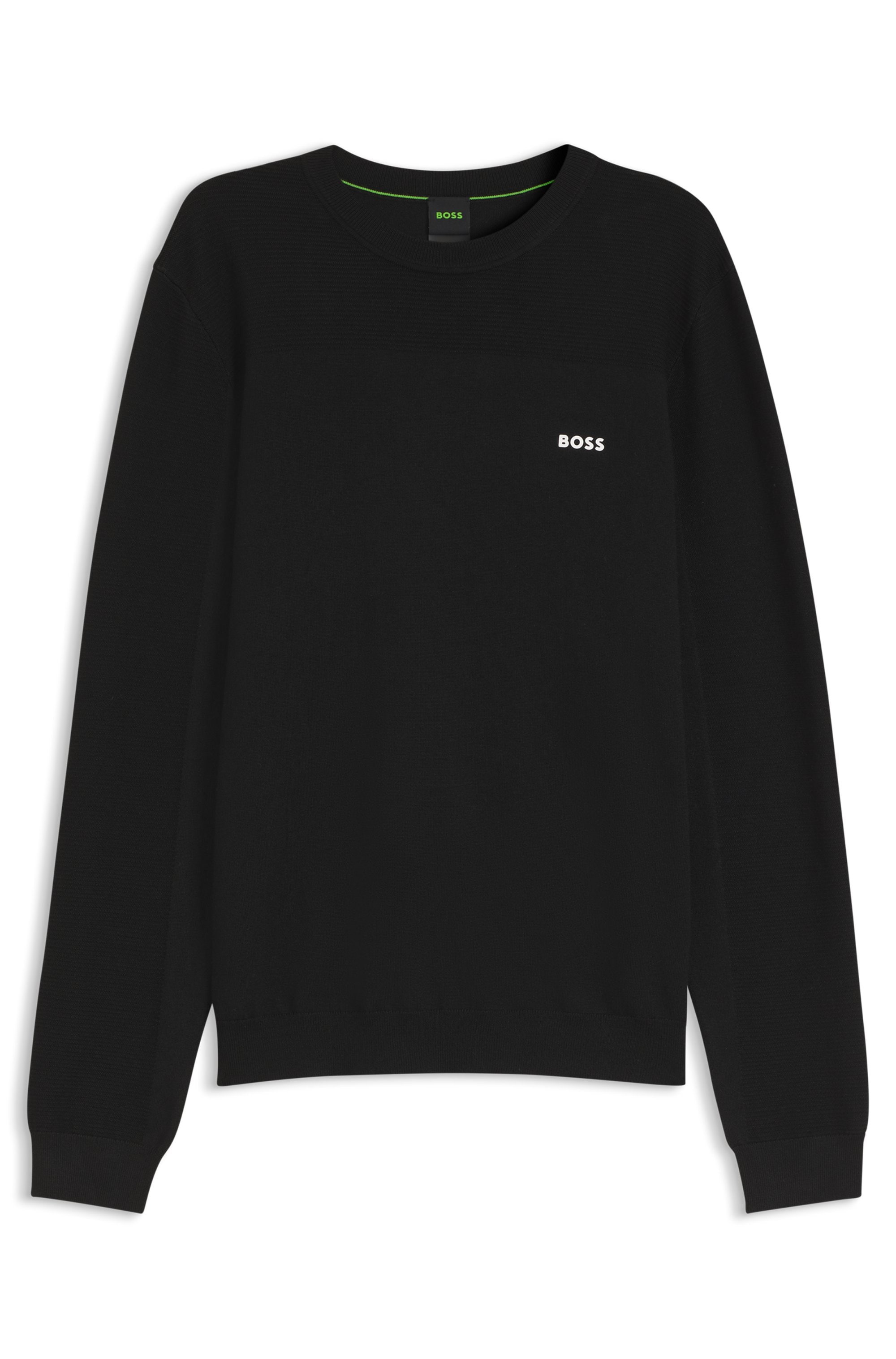 BOSS GREEN Strickpullover »KN Momentum-X CN« Rundhalsausschnitt, Regular Fit, kontrast HD-Logo