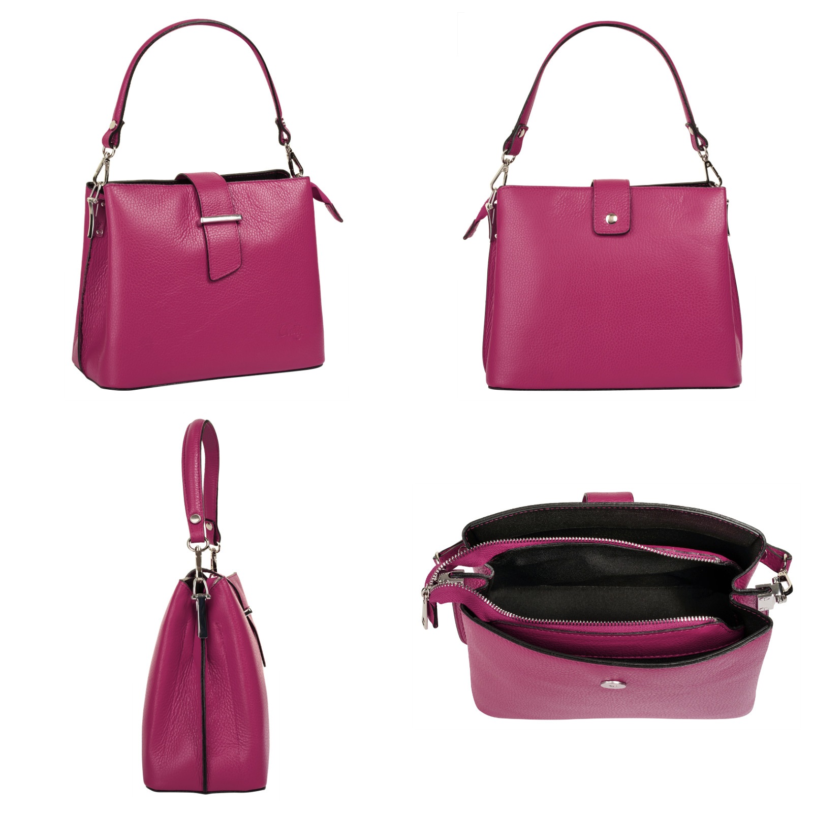 Cluty Henkeltasche, echt Leder, Made in Italy