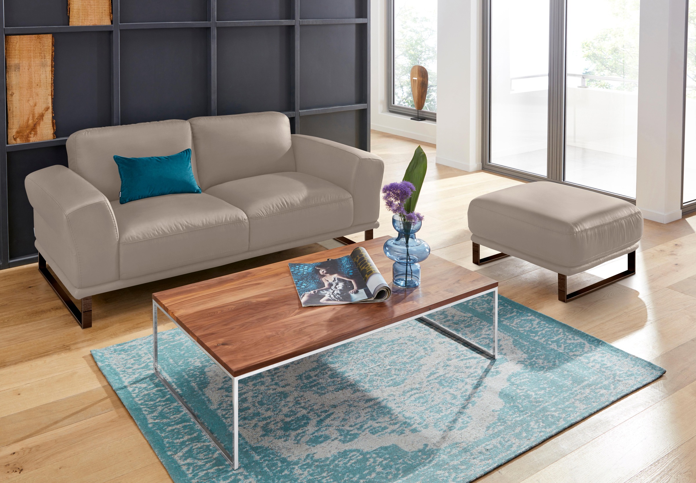 W.SCHILLIG Hocker »montanaa«, mit Metallkufen in Bronze pulverbeschichtet, Breite 71 cm