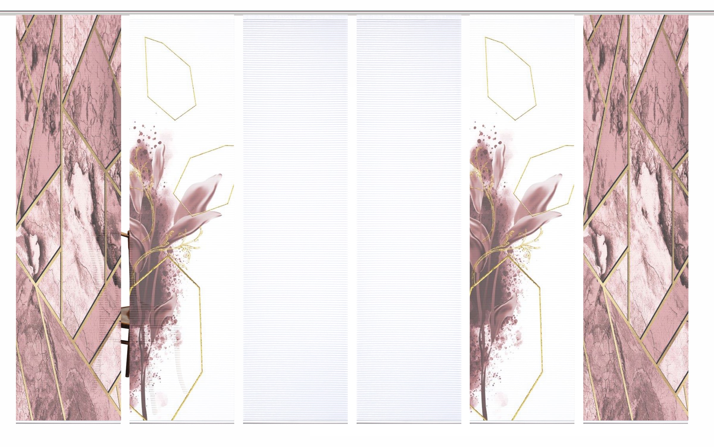 HOME in green Schiebegardine »SIGNUM« Paneelwagen 6 Stk. tlg. SET DIGITALDRUCK,BAMBUSOPTIK RECYCELT