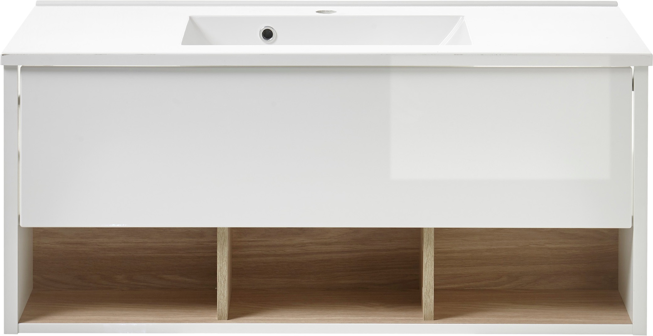 PLACES OF STYLE Badmöbel-Set »Studio Line, Bad im modernen Design, 2-teiliges Badezimmer« in 2 Farben und 2 Spiegelformen lieferbar, 2 Stk. tlg.