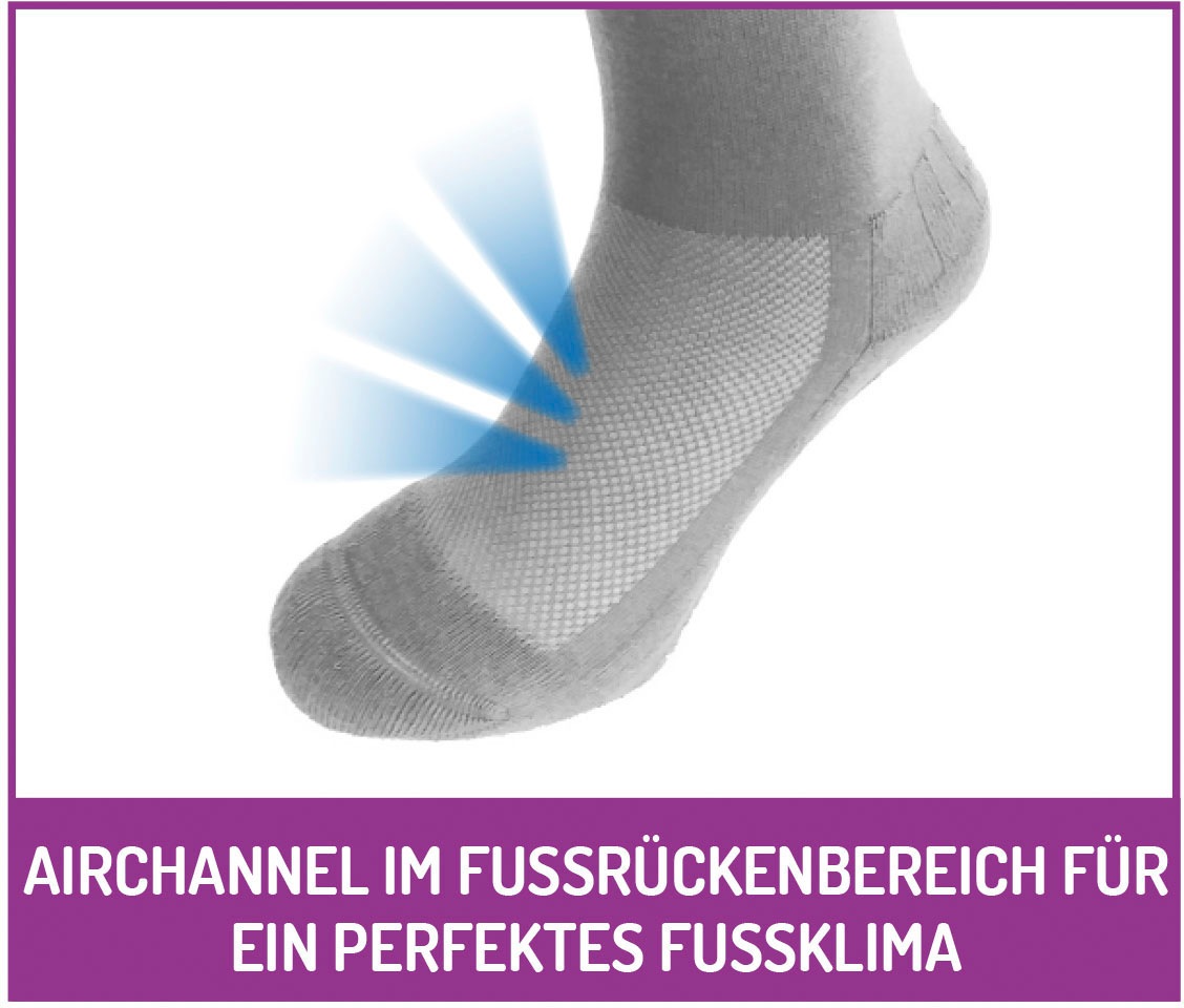 Fußgut Diabetikersocken »Venenfeund Sensitiv Socken mit Airchannel Fußbelüftung«, (2 Paar), verstärkte Fußpolsterung, weiter Bund, kein Druck