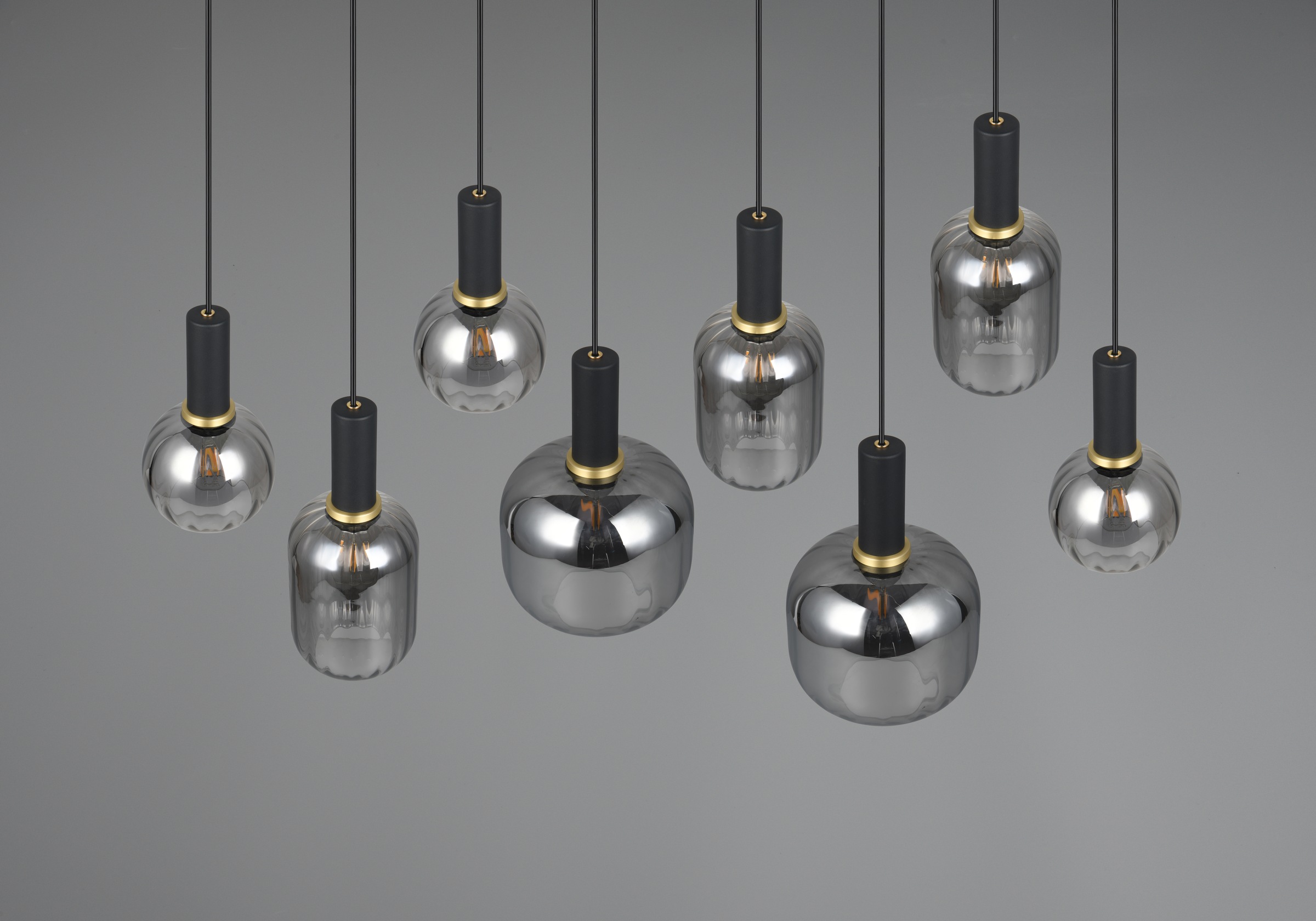 TRIO Leuchten Pendelleuchte »DIVA, E27 Hängelampe 8-flammig mit Glasschirm, exkl 8xE27 max 10W« E27 1 Stk. warmweiß - kaltweiß höhenverstellbar bis max 150cm Hängeleuchte 120x32 cm Wohnzimmer Küche