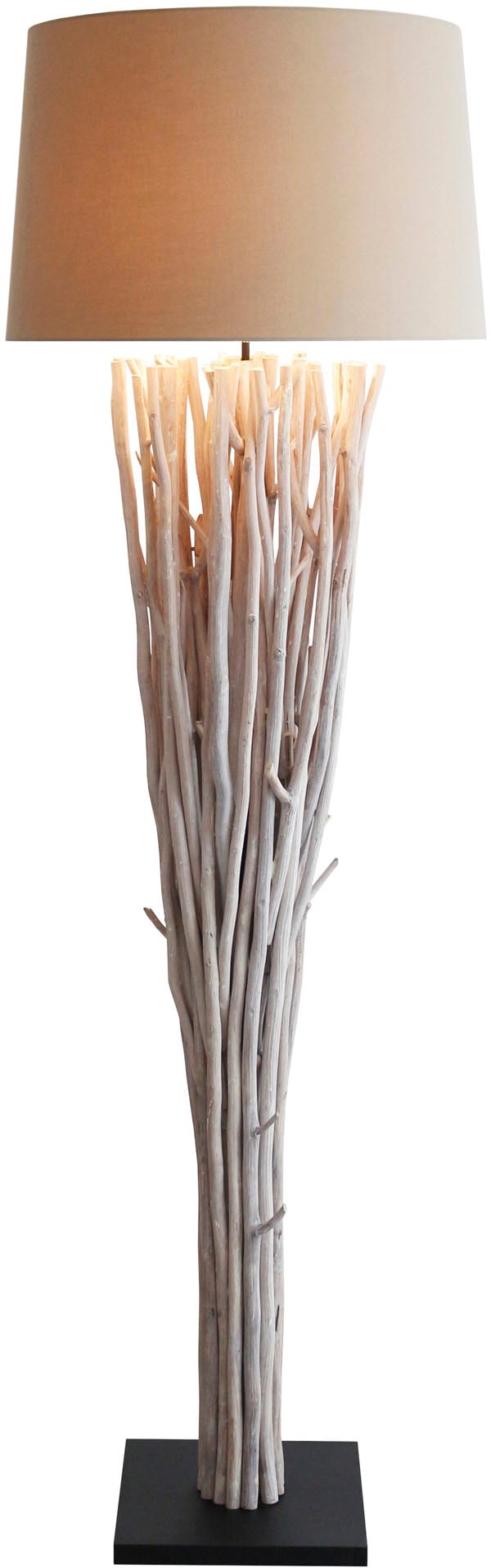 Salesfever Stehlampe »Easton« E27 1 Stk. handgefertigt in schwarz-weiß, Größe Ø 55 cm Höhe: 175 cm