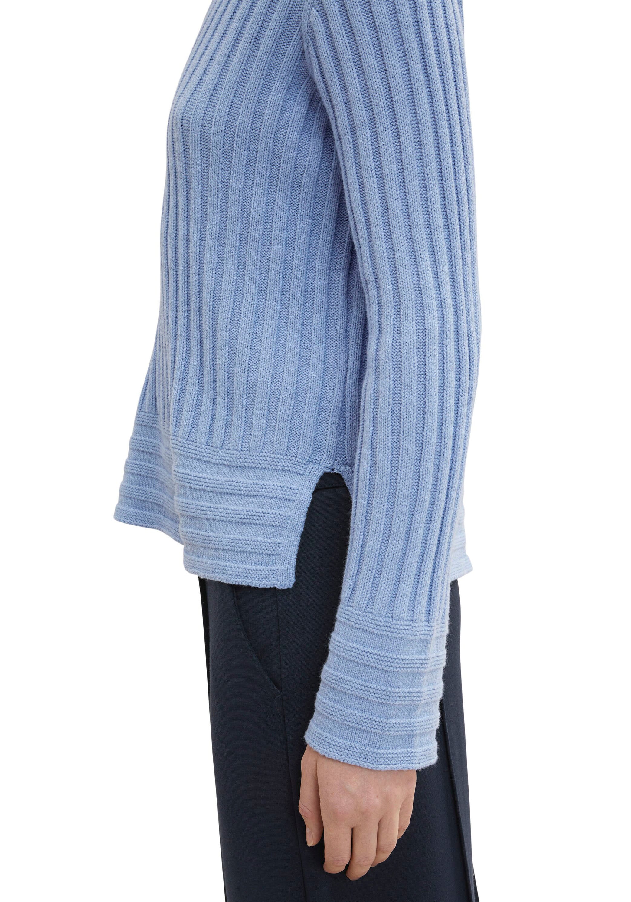 TOM TAILOR V-Ausschnitt-Pullover, in gerippter Optik