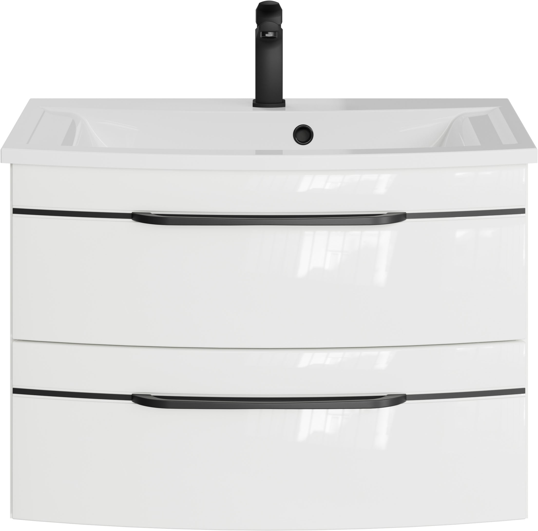 Saphir Waschtisch »Serie 7045 Mineralmarmor-Waschtisch und Unterschrank, 71,5 cm breit« Waschplatz mit 2 Schubladen, Badmöbel Set mit Waschtisch