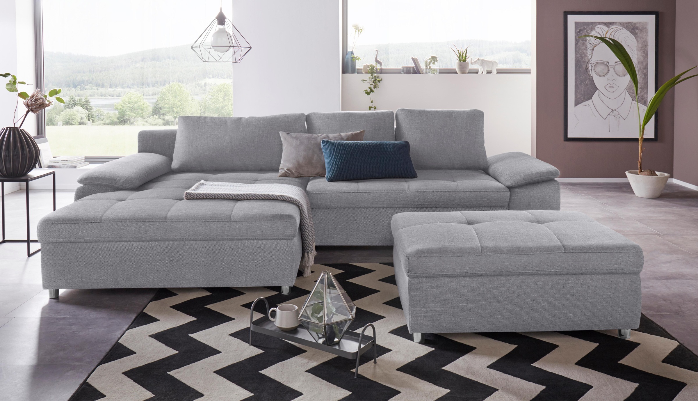 sit&more Ecksofa »Labene L-Form«, wahlweise mit Bettfunktion und Bettkasten, auch als XXL-Variante