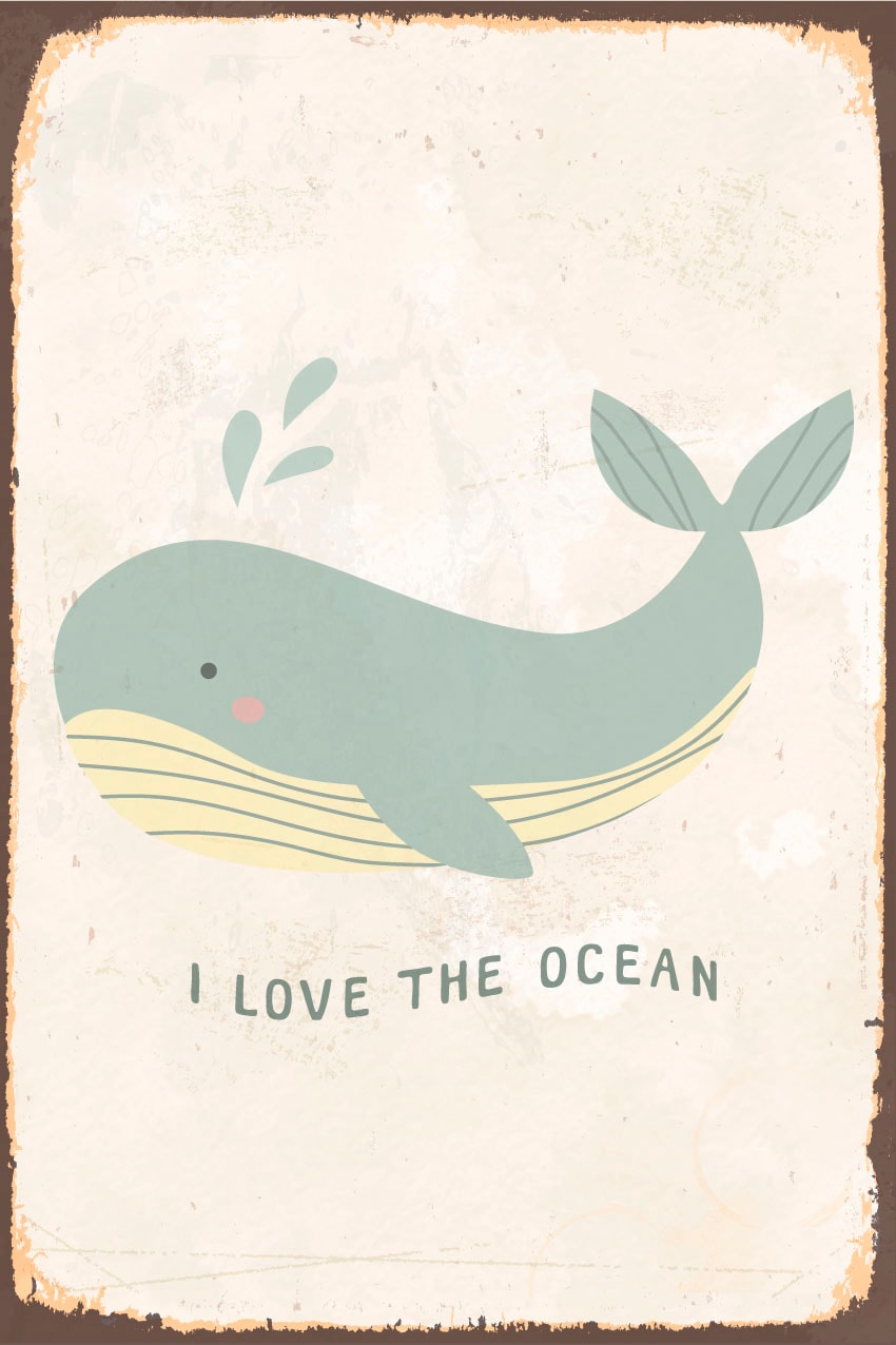 queence Metallbild »Whale«, Schriftzüge-Schriftzug-Sprüche-Sprüche & Texte-Wassertiere, (1 St.), Stahlschilder