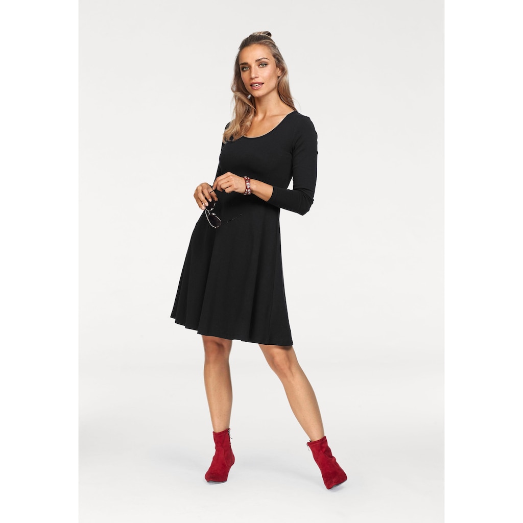 Aniston CASUAL Jerseykleid, mit Blumendruck oder in uni Schwarz