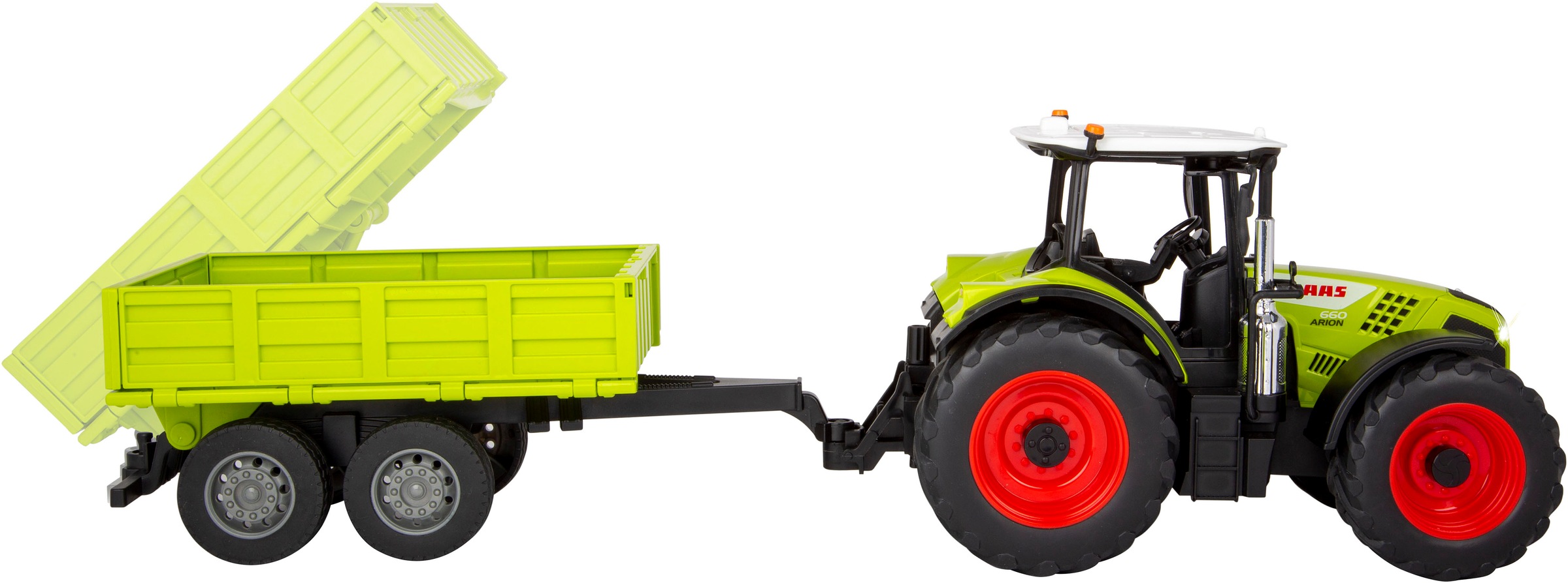 Jamara RC-Traktor »Claas Arion 660 mit Kippanhänger 1:24 2,4GHz«, mit LED Licht
