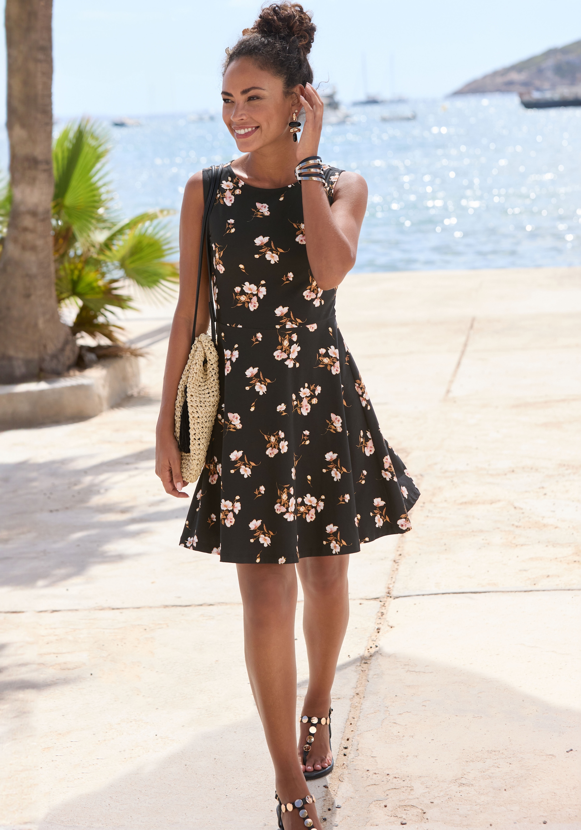 Vivance Strandkleid mit Blumenprint, Minikleid, Sommerkleid aus Baumwolle