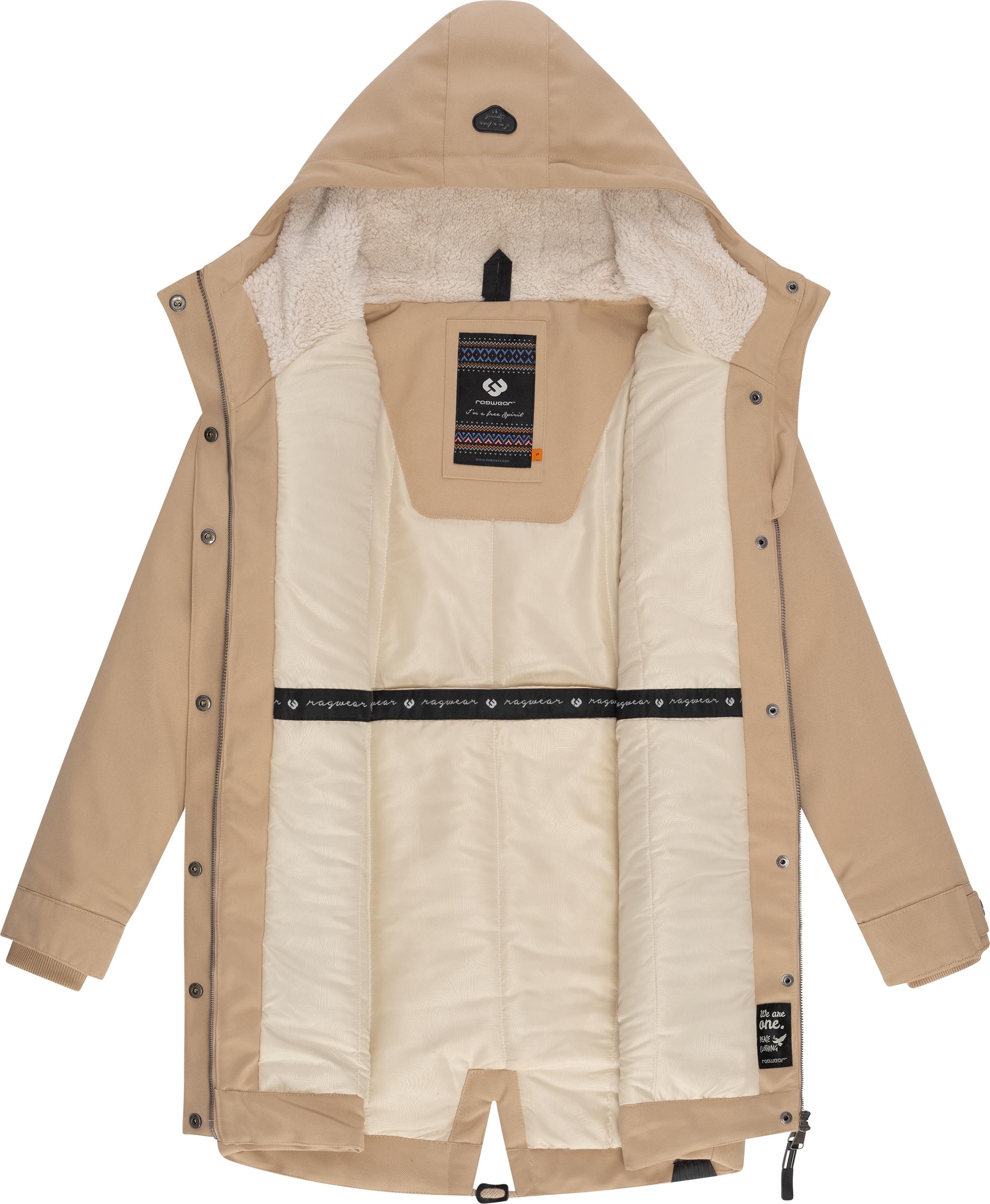 Ragwear Parka »Kurzmantel Canny Canvas«, mit Kapuze, Wasserdichter Damen Wintermantel mit Kapuze