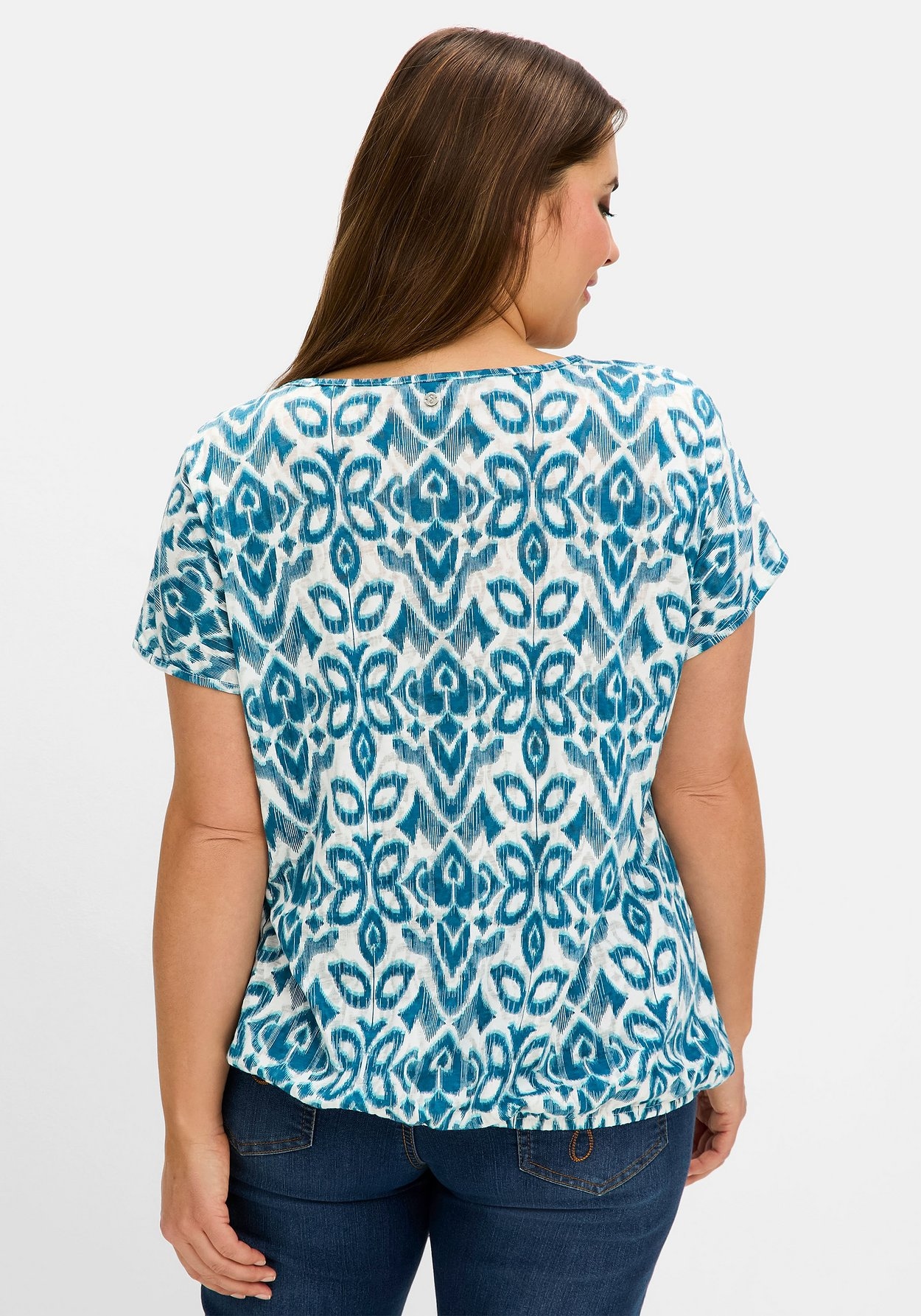 Sheego T-Shirt »Ausbrenner-Shirt mit Gummizugbund«