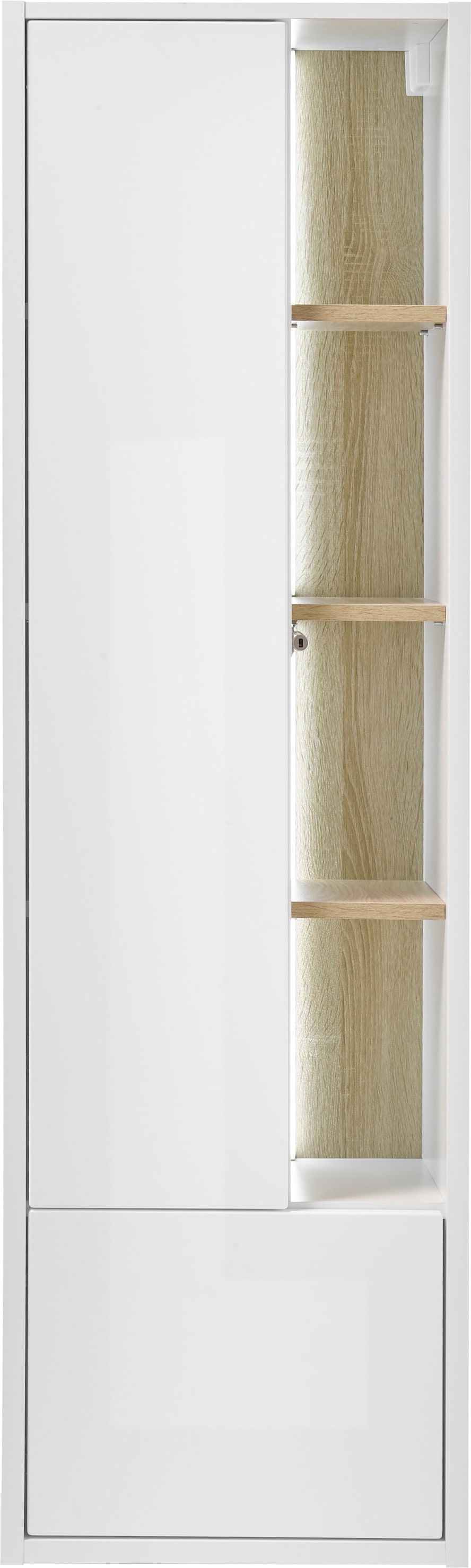 Places of Style Badmöbel-Set »Studio Line, Bad im modernen Design, 5-teiliges Badezimmer«, (5 St.), Schrank, Waschtisch und Spiegel, in zwei Farben verfügbar, Stauraum