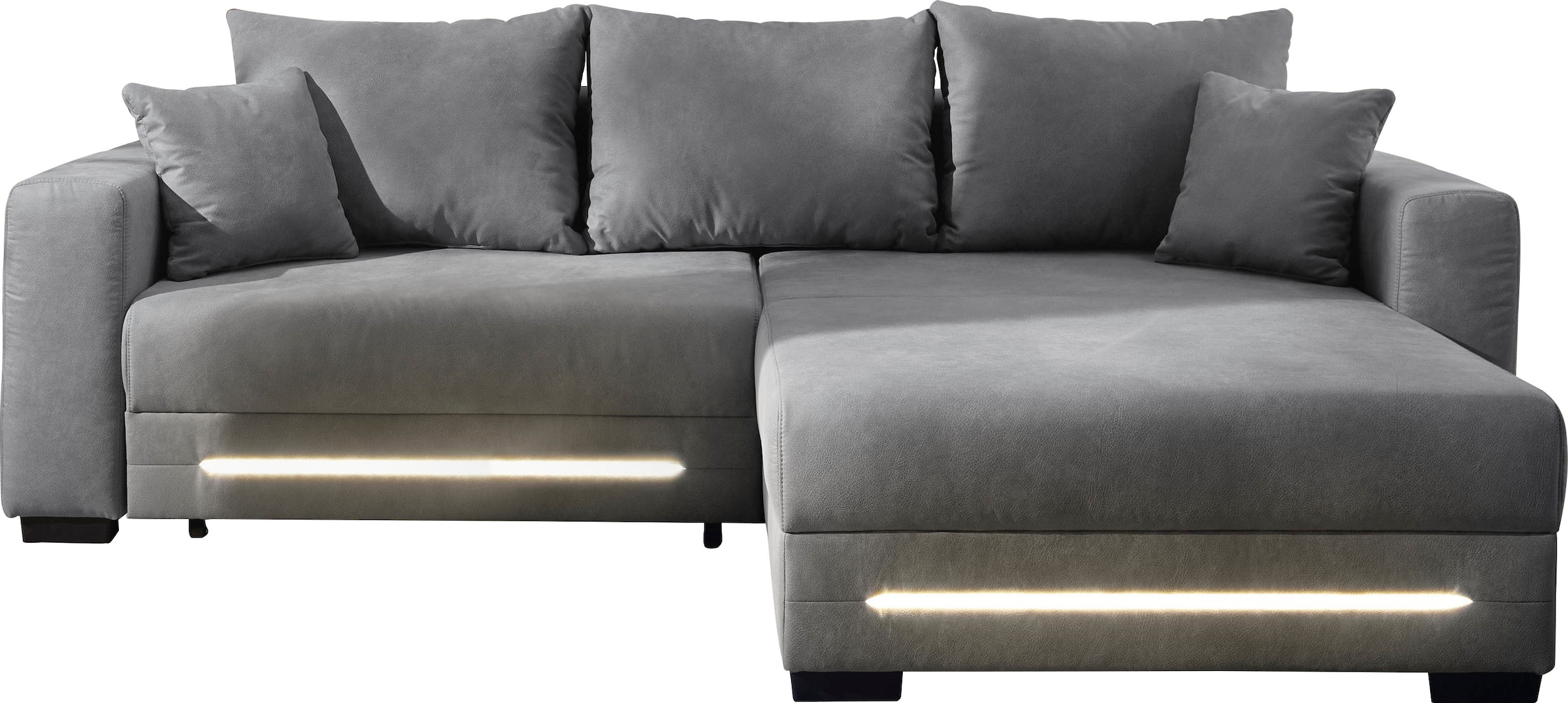 Jockenhöfer Gruppe Ecksofa »Spotlight, L-Form, mit dimmbarer LED-Beleuchtung«, inkl. Bettfunktion & Bettkasten, Ottomane links/rechts montierbar