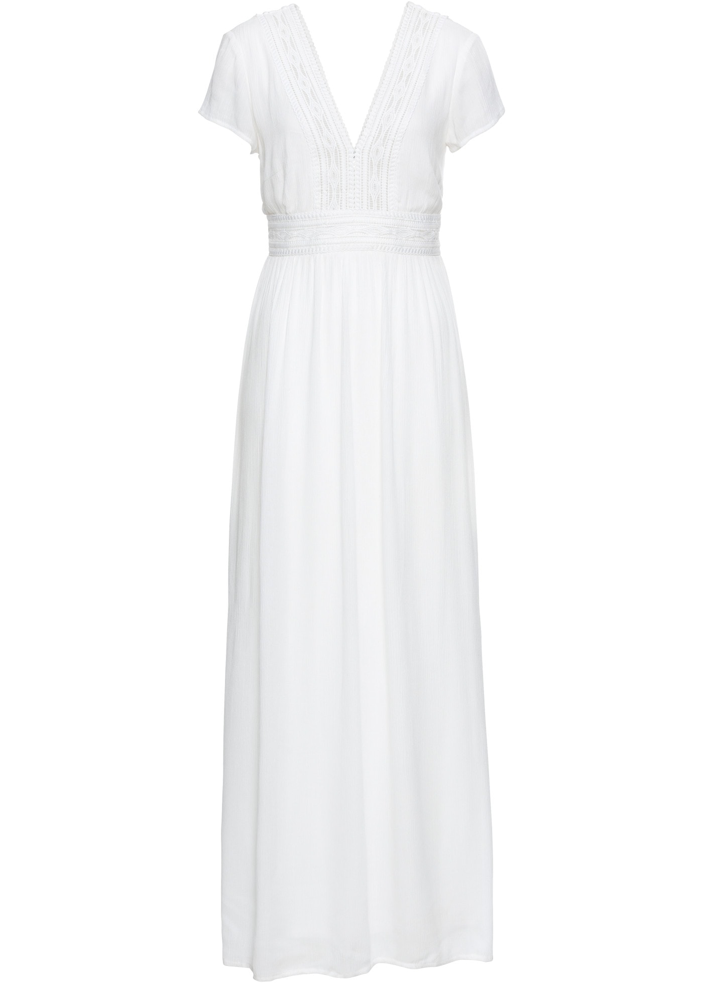 bonprix Maxikleid aus Viskose, mit gehäkelter Spitze, figurumspielende Passform